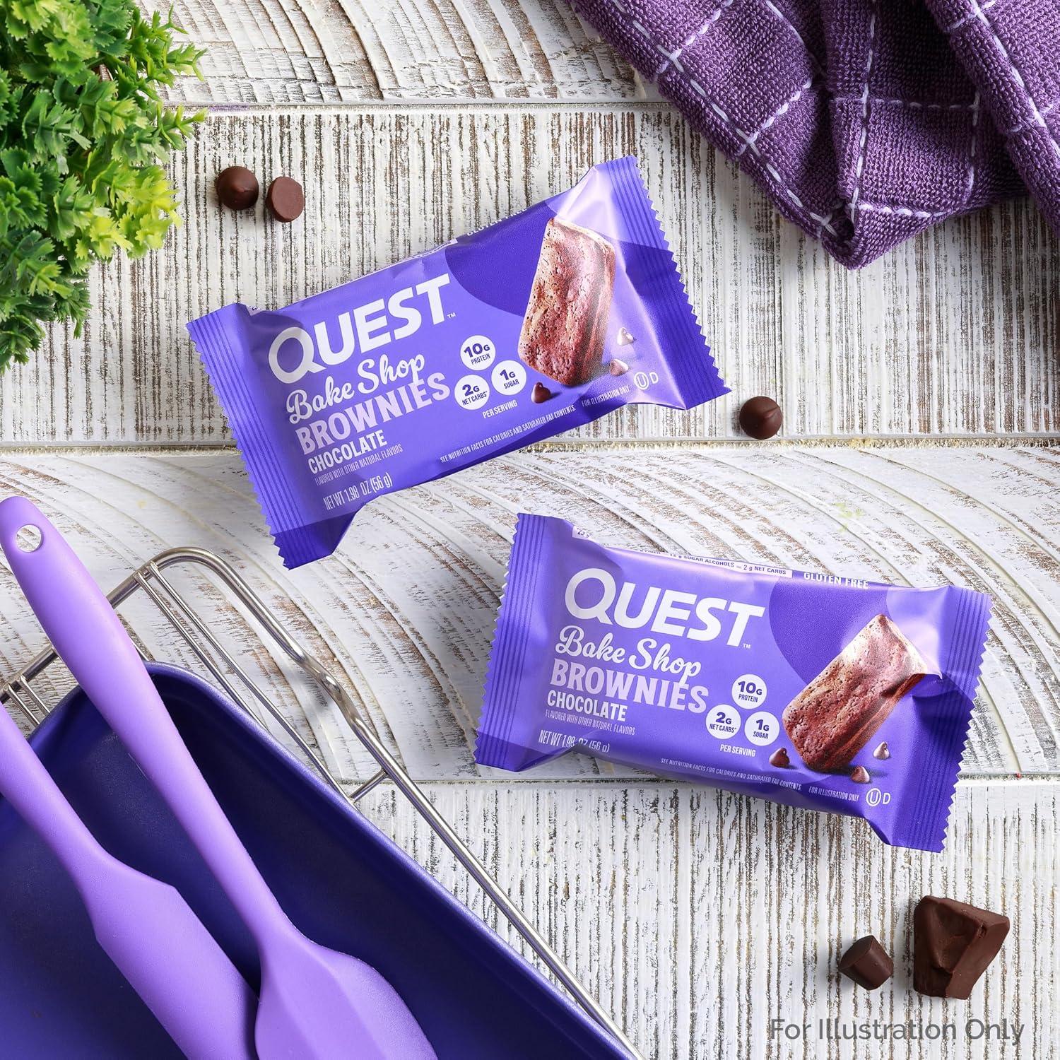 image:imageQuest Nutrition Bake Shop Chocolate Brownies 10g Protein 2g Net Carbs 1g Sugar Protein Snack 10 Count1 Count Pack of 20
