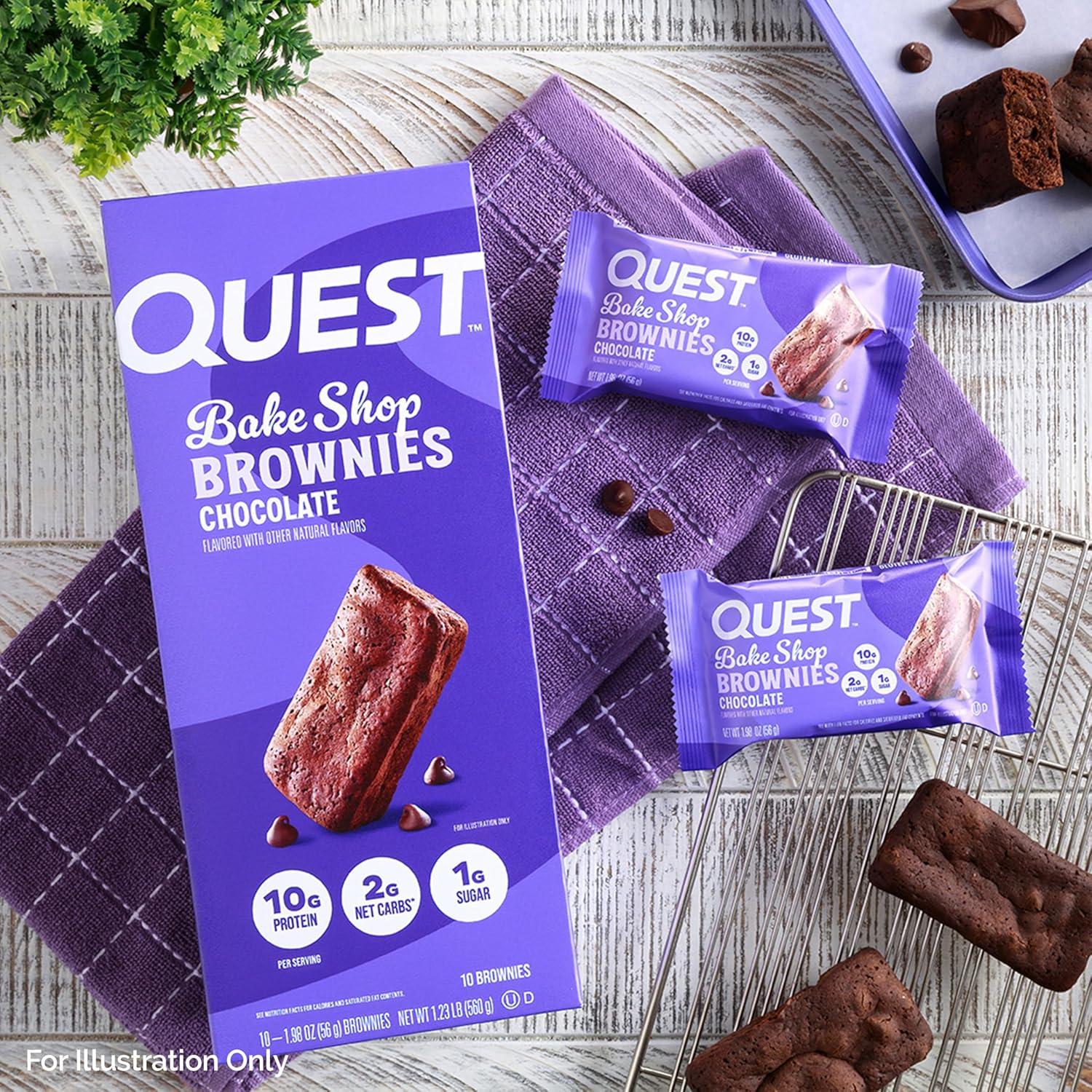 image:imageQuest Nutrition Bake Shop Chocolate Brownies 10g Protein 2g Net Carbs 1g Sugar Protein Snack 10 Count1 Count Pack of 20