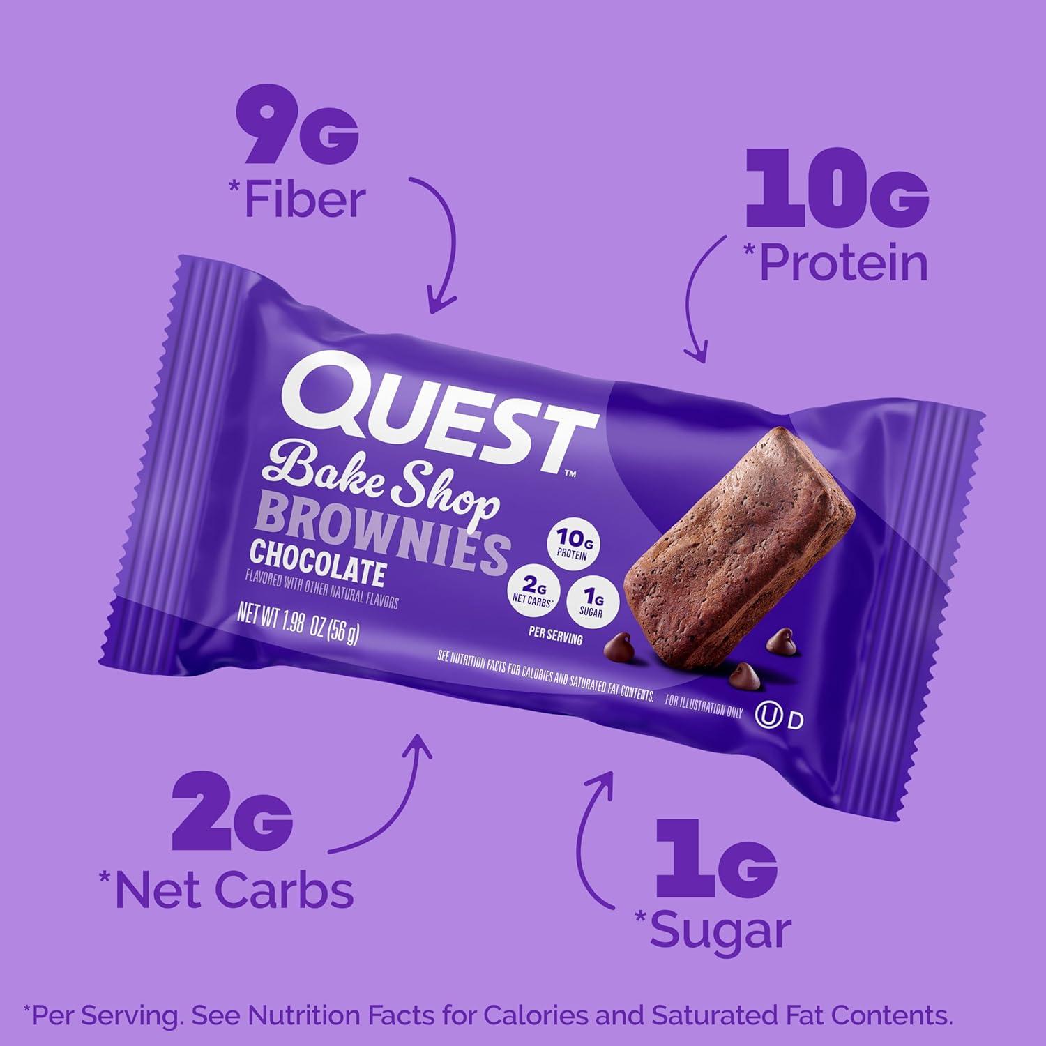 image:imageQuest Nutrition Bake Shop Chocolate Brownies 10g Protein 2g Net Carbs 1g Sugar Protein Snack 10 Count4 Count Pack of 1