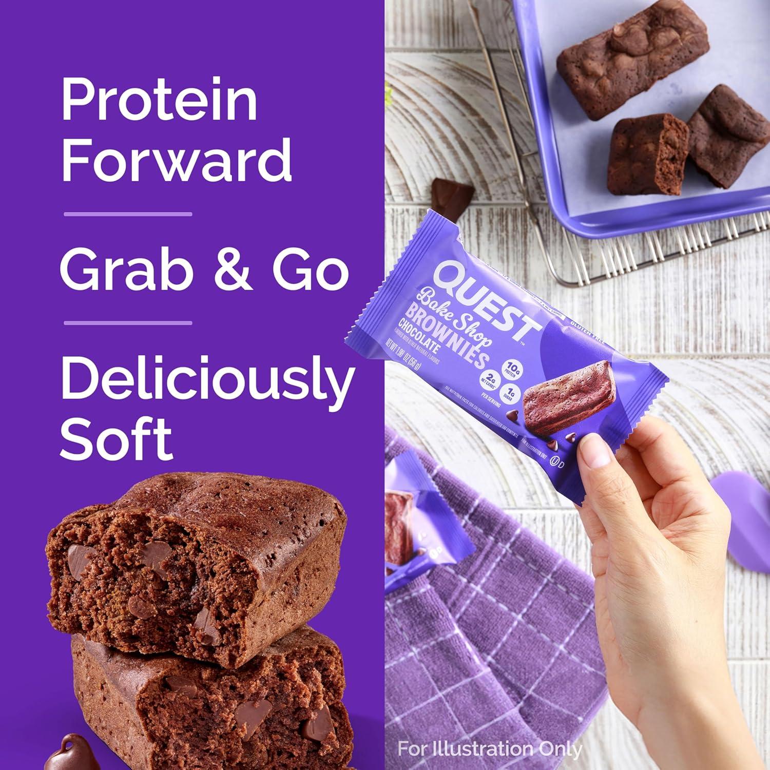 image:imageQuest Nutrition Bake Shop Chocolate Brownies 10g Protein 2g Net Carbs 1g Sugar Protein Snack 10 Count4 Count Pack of 1