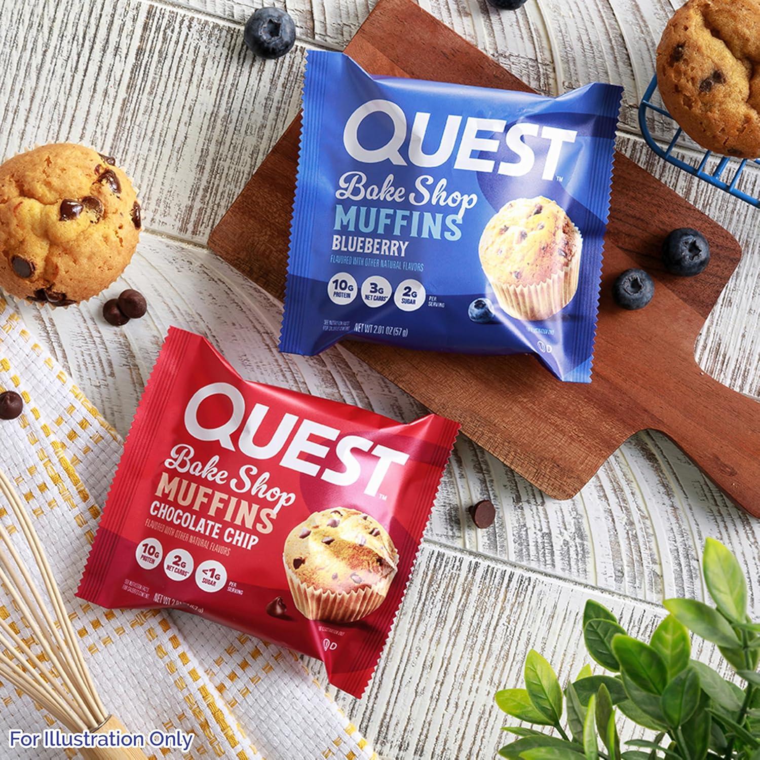 image:imageQuest Nutrition Blueberry Muffin 10g Protein 3g Net Carb 2g Sugar Protein Snack 8 CountBlueberry Muffins Chocolate Chip Muffins