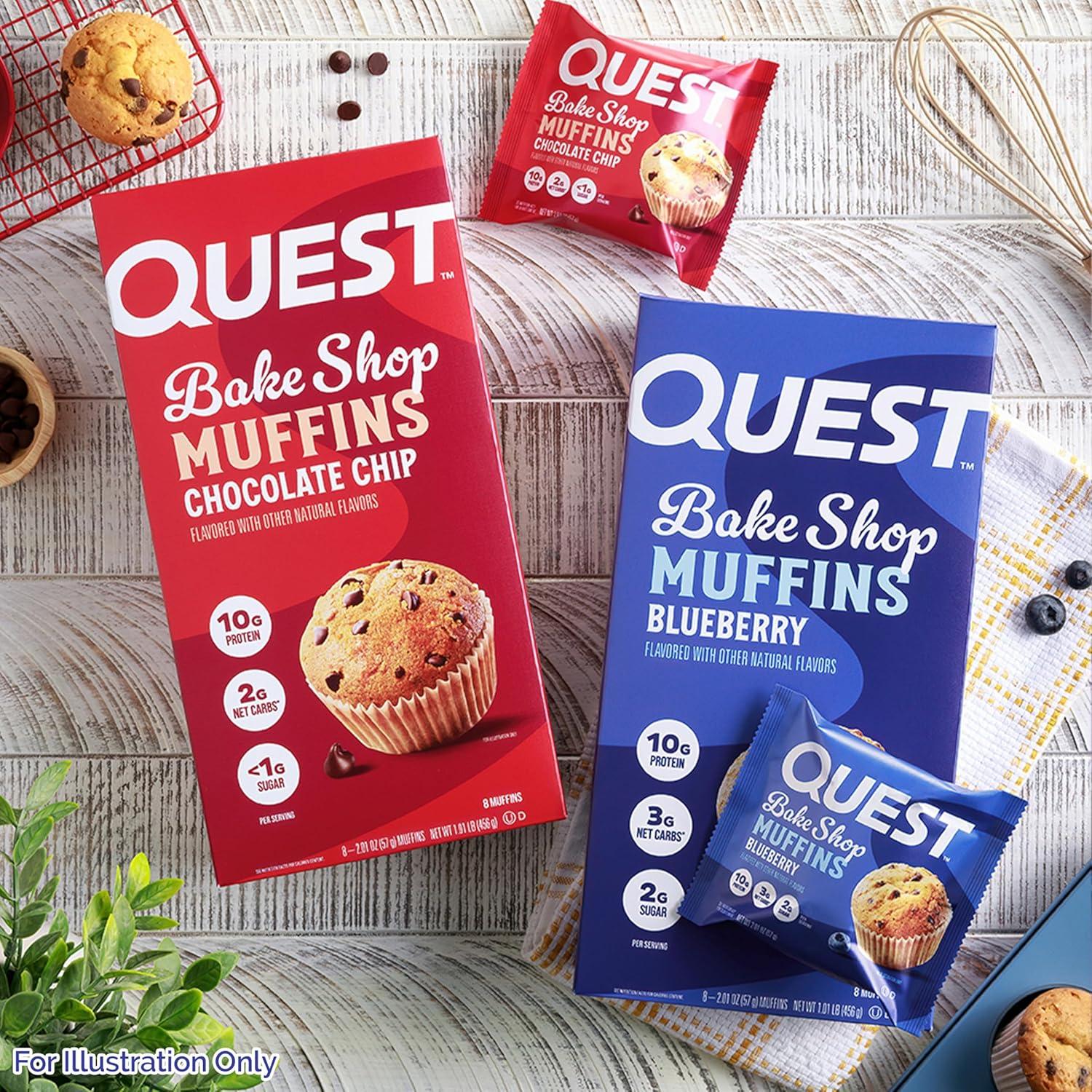 image:imageQuest Nutrition Blueberry Muffin 10g Protein 3g Net Carb 2g Sugar Protein Snack 8 CountBlueberry Muffins Chocolate Chip Muffins