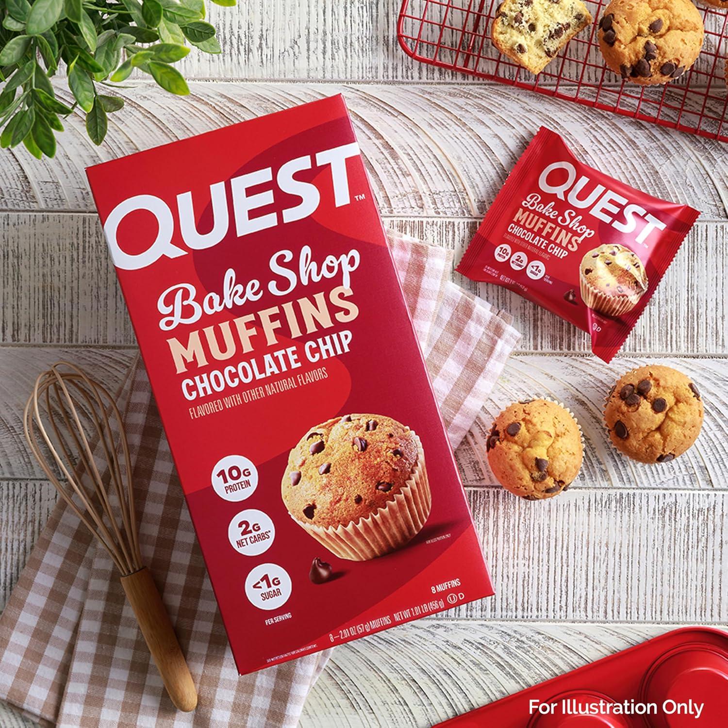 image:imageQuest Nutrition Blueberry Muffin 10g Protein 3g Net Carb 2g Sugar Protein Snack 8 CountChocolate Chip Muffins