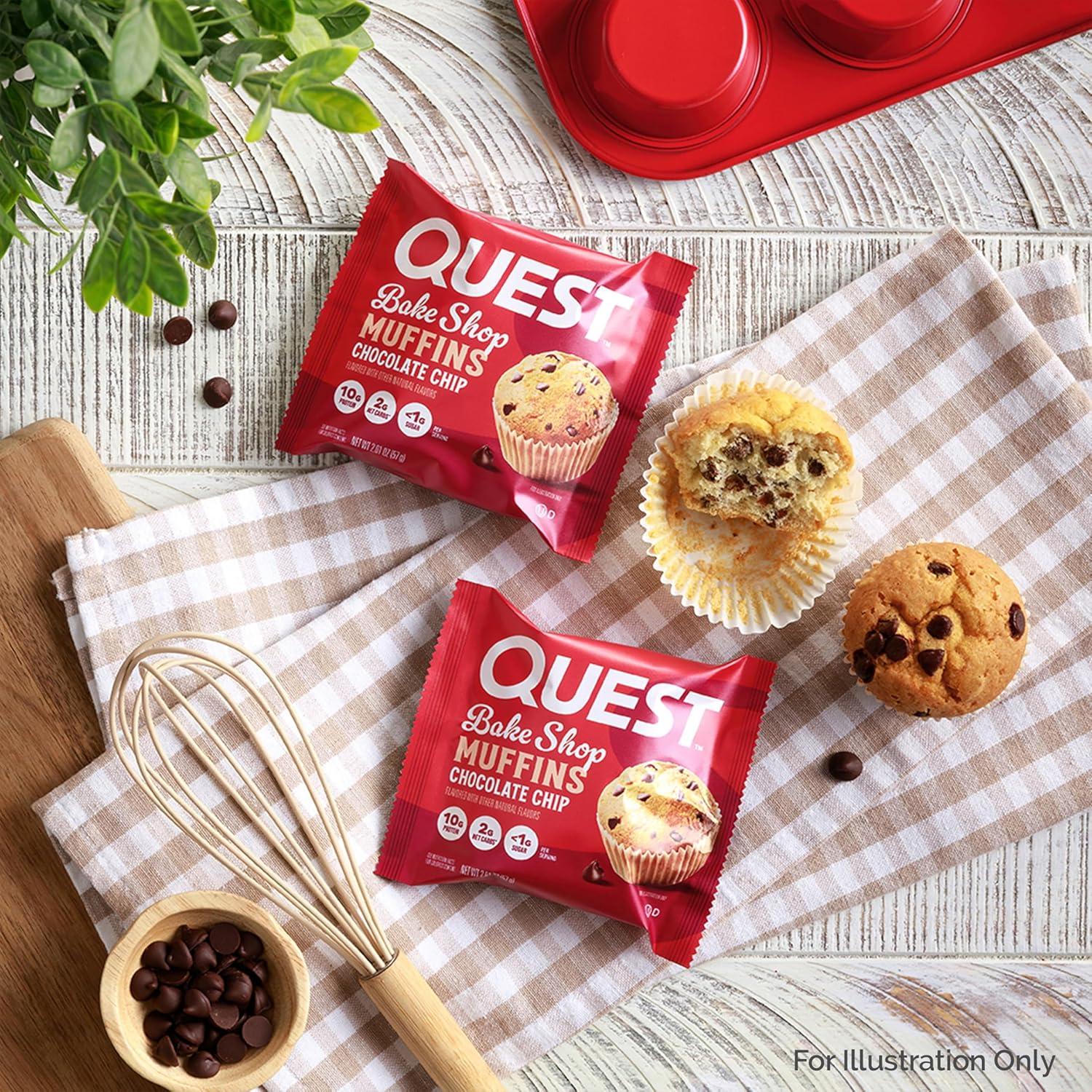 image:imageQuest Nutrition Blueberry Muffin 10g Protein 3g Net Carb 2g Sugar Protein Snack 8 CountChocolate Chip Muffins
