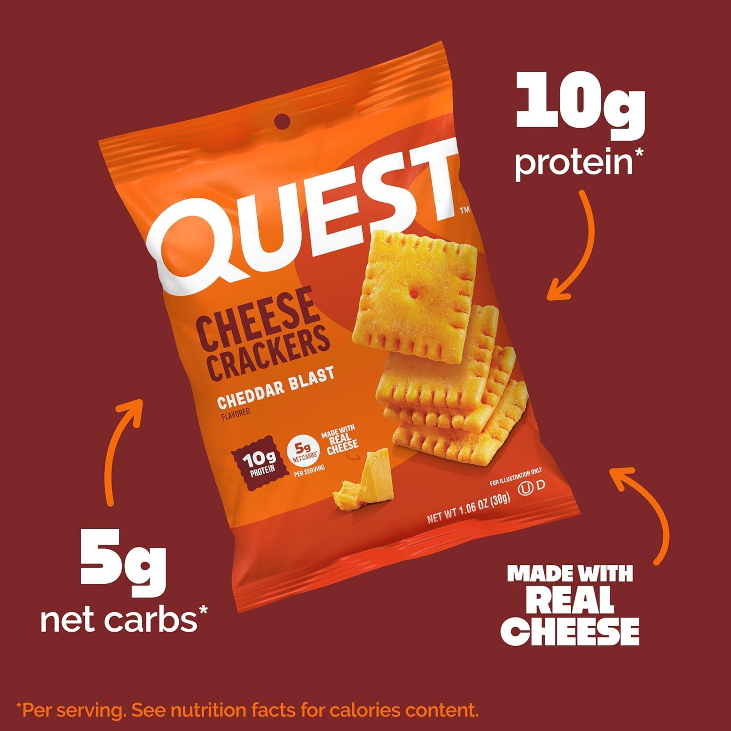 image:imageQuest Nutrition Cheese Crackers Zesty Ranch Flavor 10g Protein 5g Net Carbs High Protein 12 CountCheddar Blast