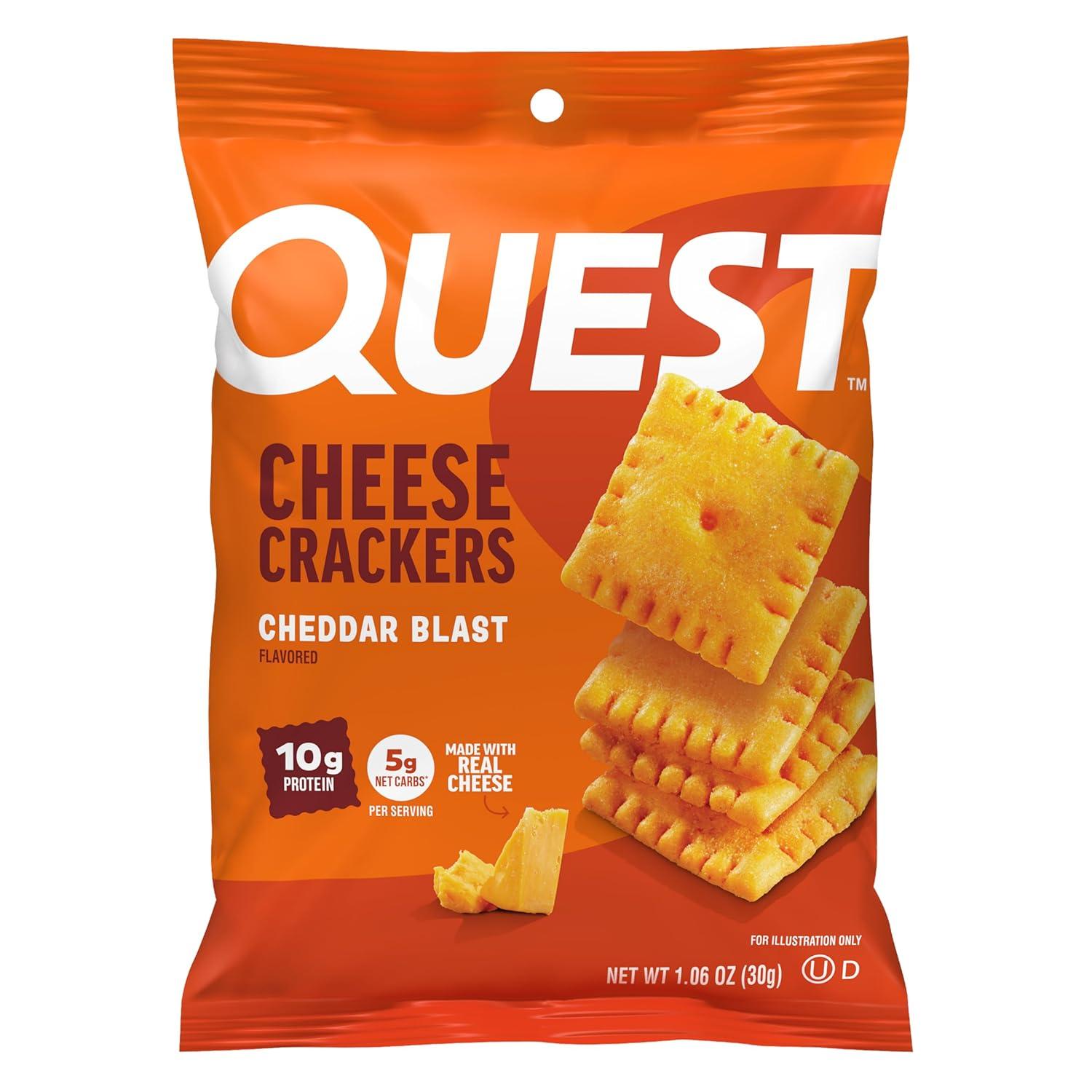 image:imageQuest Nutrition Cheese Crackers Zesty Ranch Flavor 10g Protein 5g Net Carbs High Protein 12 CountCheddar Blast