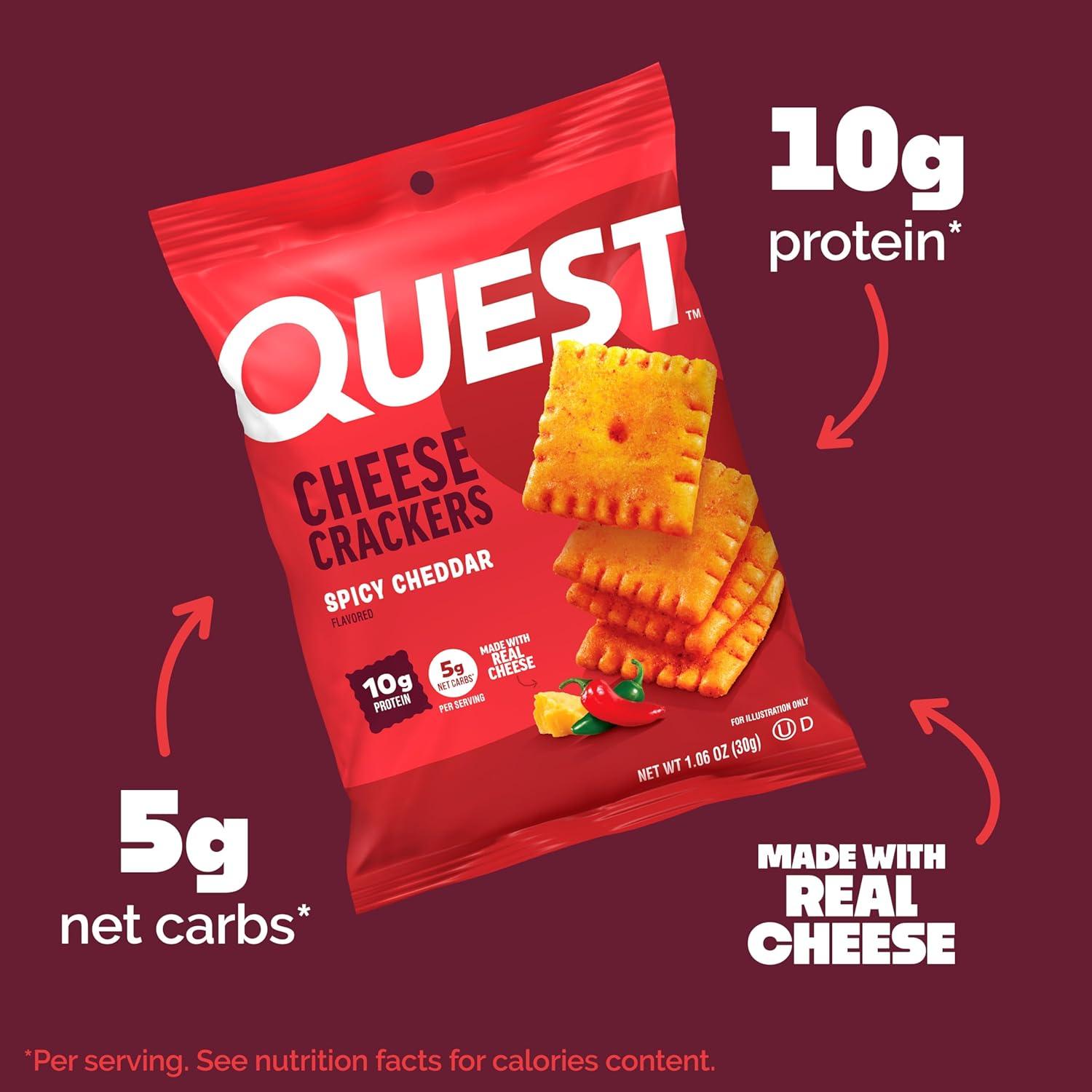 image:imageQuest Nutrition Cheese Crackers Zesty Ranch Flavor 10g Protein 5g Net Carbs High Protein 12 CountSpicy Cheddar