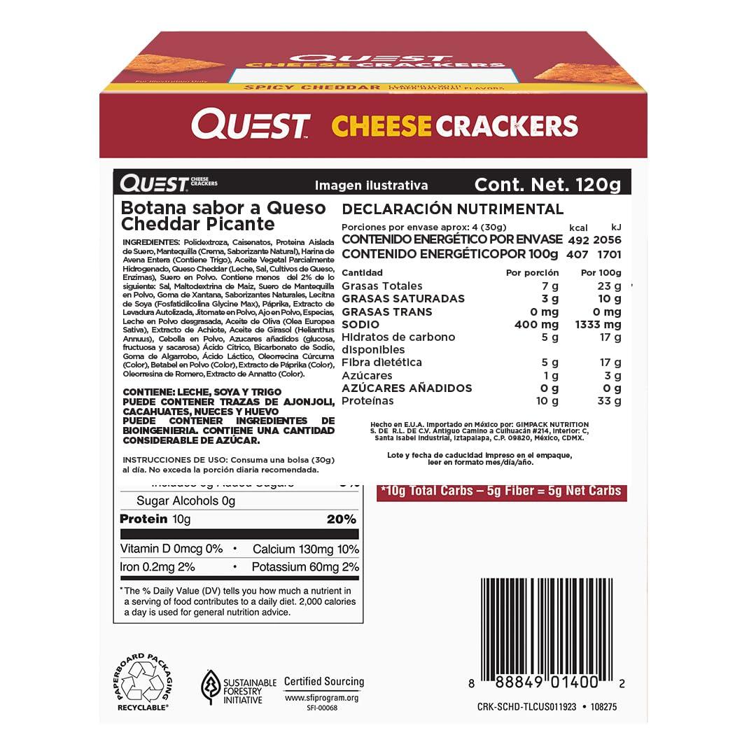 image:imageQuest Nutrition Cheese Crackers Zesty Ranch Flavor 10g Protein 5g Net Carbs High Protein 12 CountSpicy Cheddar