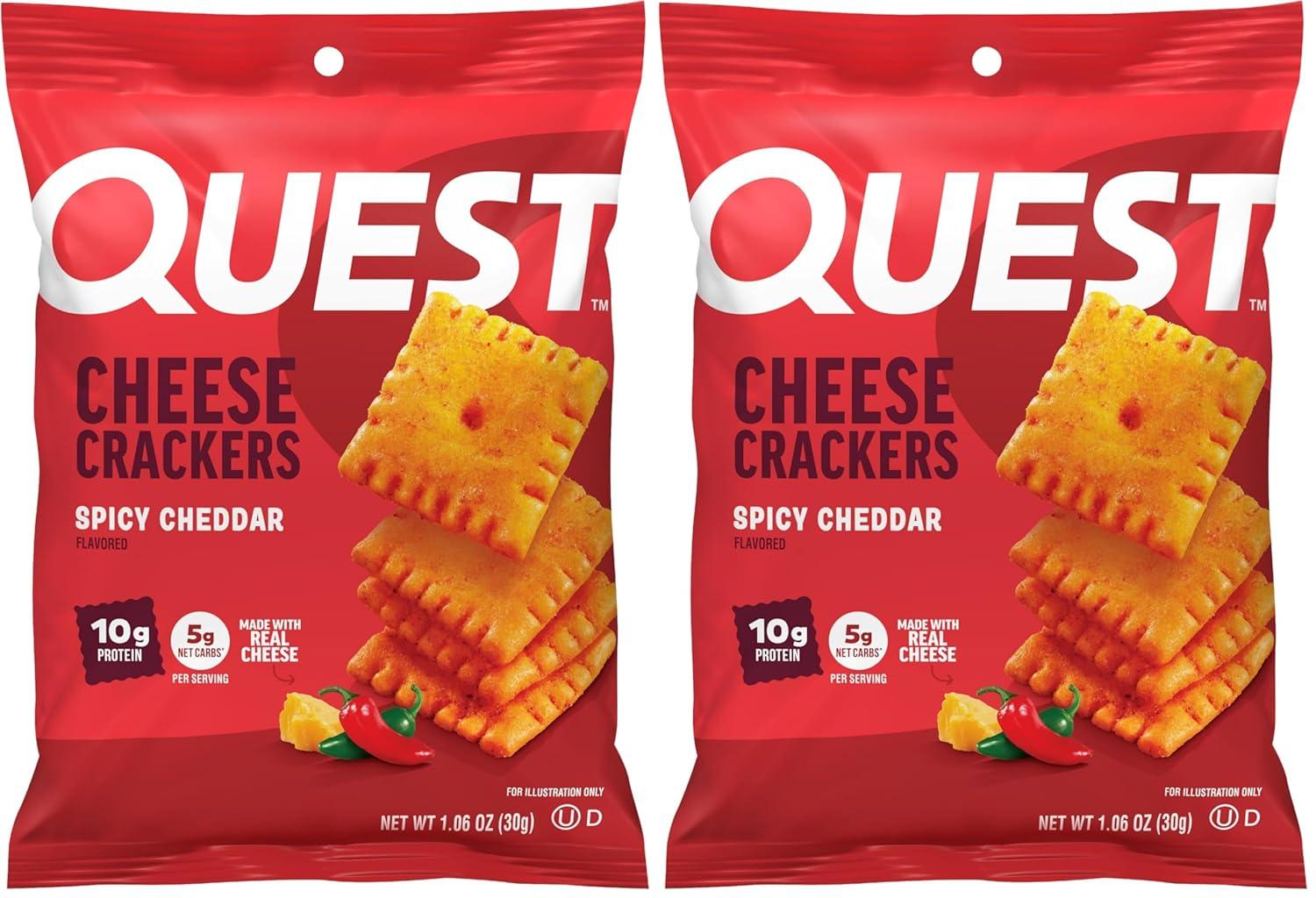 image:imageQuest Nutrition Cheese Crackers Zesty Ranch Flavor 10g Protein 5g Net Carbs High Protein 12 CountSpicy Cheddar