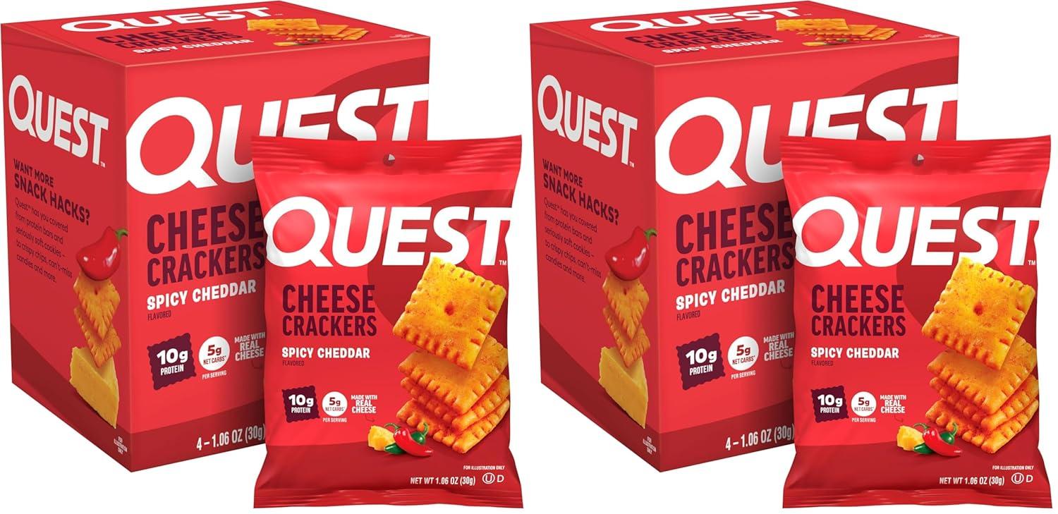 image:imageQuest Nutrition Cheese Crackers Zesty Ranch Flavor 10g Protein 5g Net Carbs High Protein 12 CountSpicy Cheddar