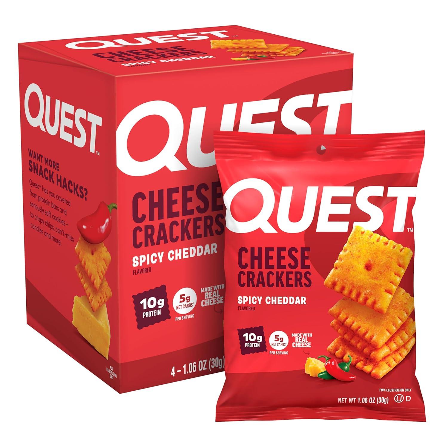 image:imageQuest Nutrition Cheese Crackers Zesty Ranch Flavor 10g Protein 5g Net Carbs High Protein 12 CountSpicy Cheddar
