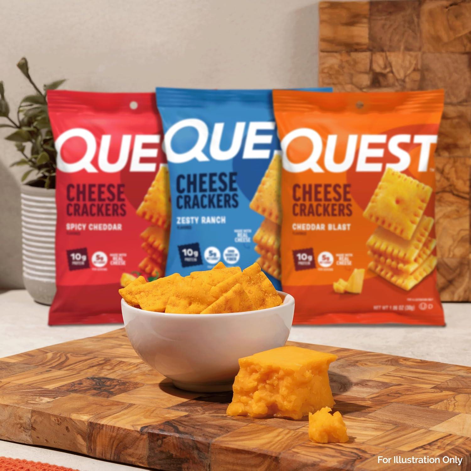 image:imageQuest Nutrition Cheese Crackers Zesty Ranch Flavor 10g Protein 5g Net Carbs High Protein 12 CountZesty Ranch Cheddar Blast Spicy Cheddar