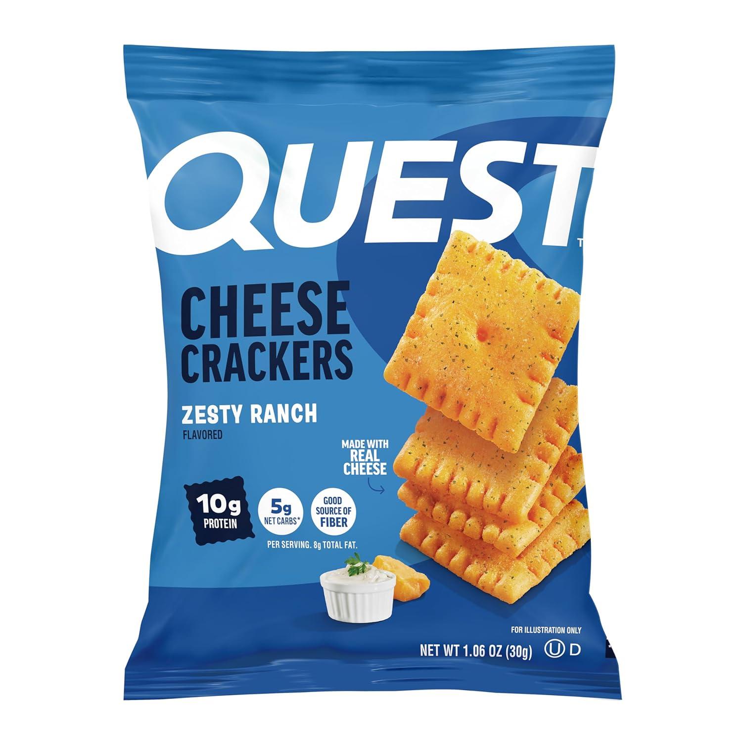 image:imageQuest Nutrition Cheese Crackers Zesty Ranch Flavor 10g Protein 5g Net Carbs High Protein 12 CountZesty Ranch