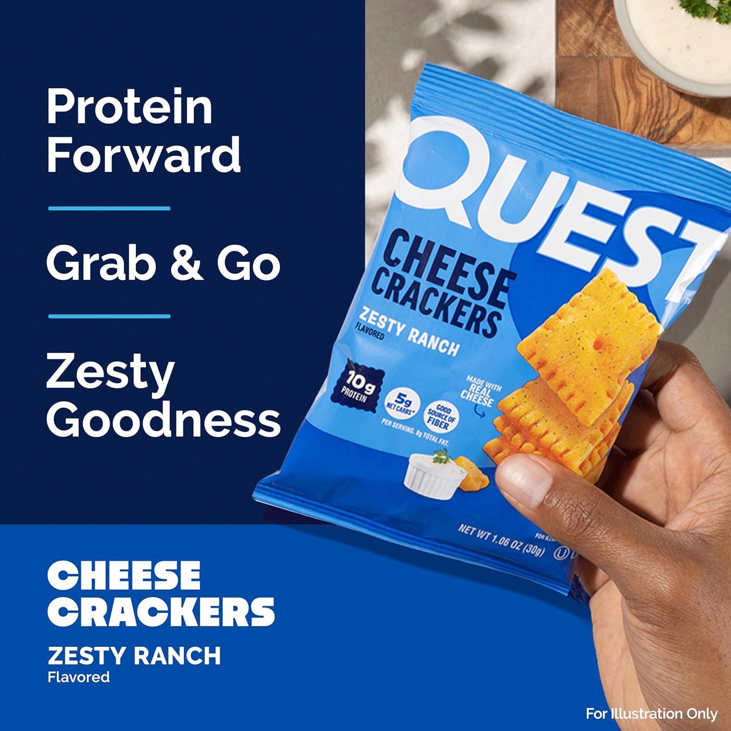 image:imageQuest Nutrition Cheese Crackers Zesty Ranch Flavor 10g Protein 5g Net Carbs High Protein 12 CountZesty Ranch