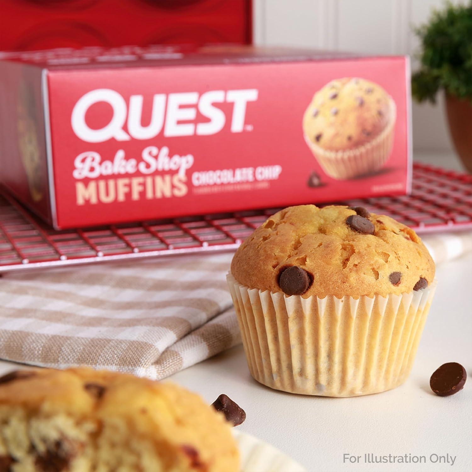 image:imageQuest Nutrition Chocolate Chip Muffin 10g Protein 2g Net Carb Less than 1g Sugar Protein Snack 4 Count