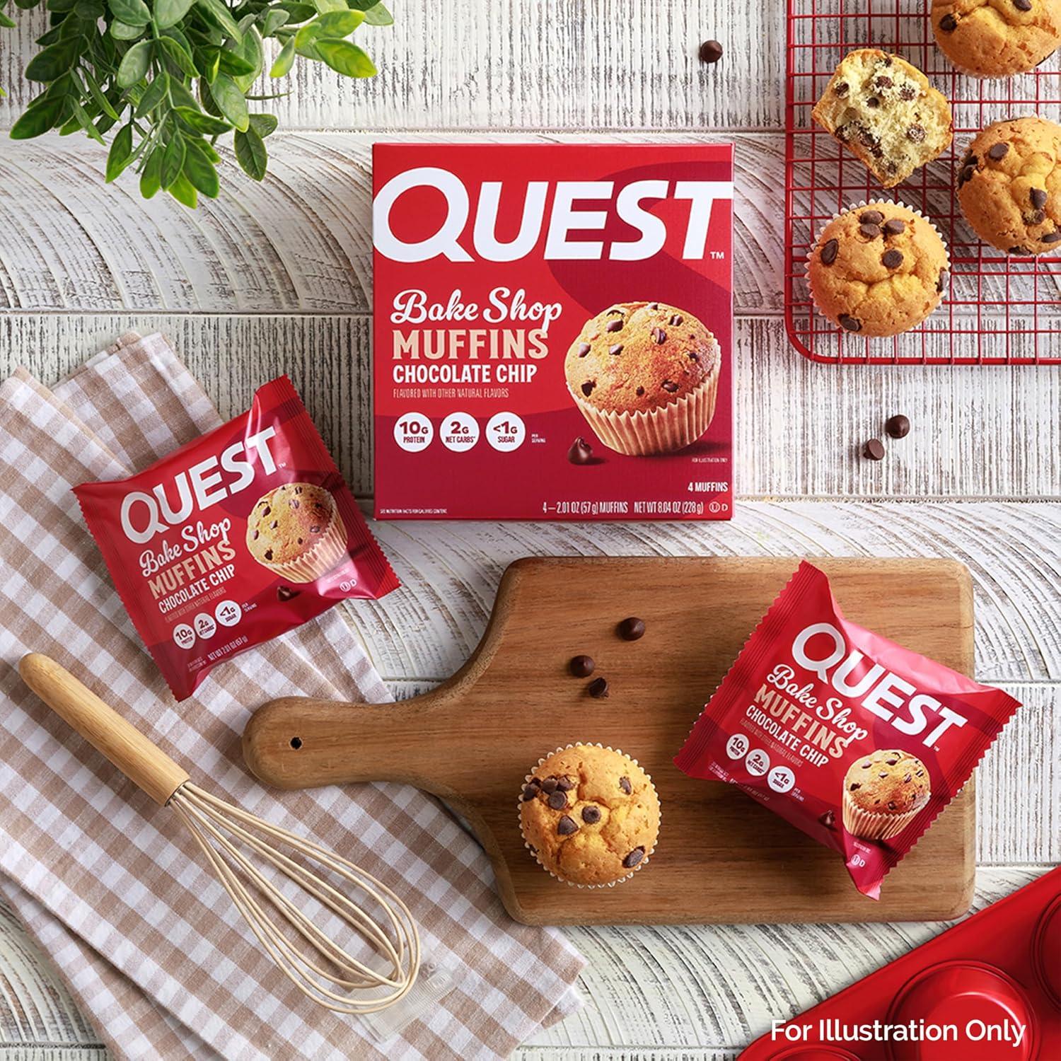 image:imageQuest Nutrition Chocolate Chip Muffin 10g Protein 2g Net Carb Less than 1g Sugar Protein Snack 4 Count