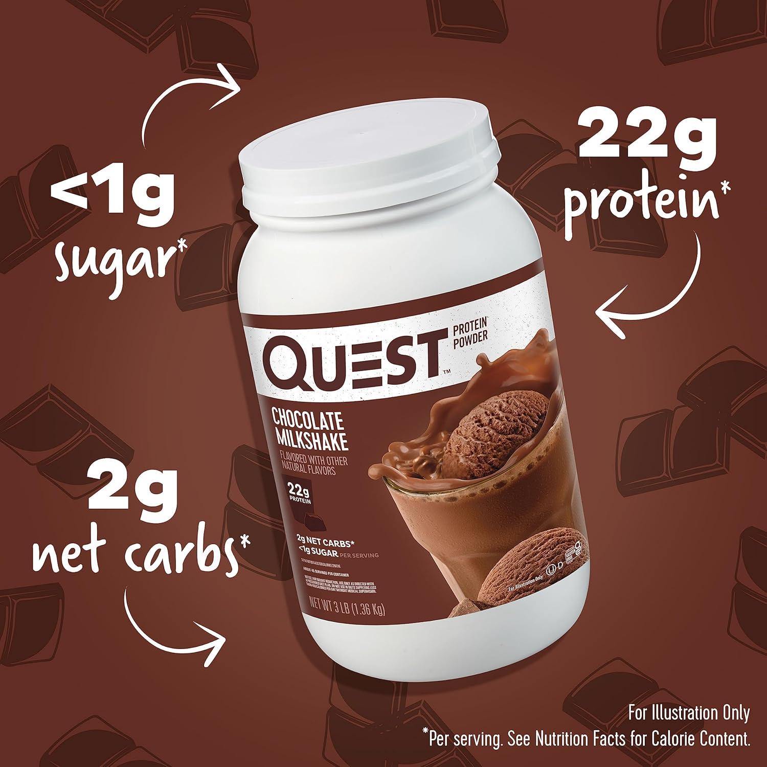 image:imageQuest Nutrition Cinnamon Crunch Protein Powder 20g Protein 2g Net Carb 1g Sugar Low Carb Gluten Free 16 Pound 24 ServingsChocolate Milkshake