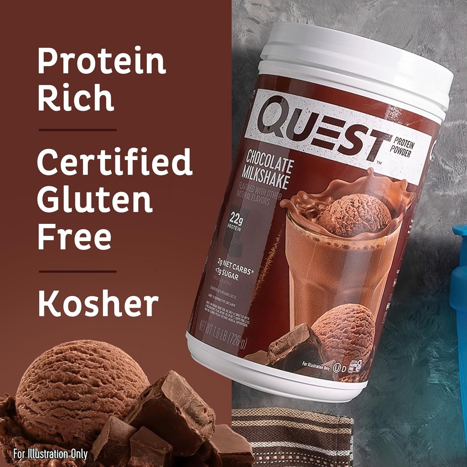 image:imageQuest Nutrition Cinnamon Crunch Protein Powder 20g Protein 2g Net Carb 1g Sugar Low Carb Gluten Free 16 Pound 24 ServingsChocolate Milkshake