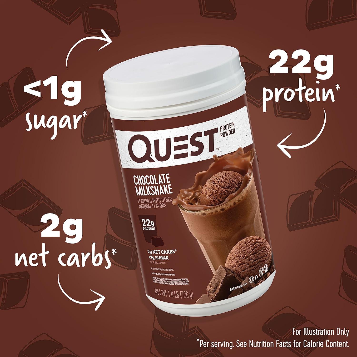 image:imageQuest Nutrition Cinnamon Crunch Protein Powder 20g Protein 2g Net Carb 1g Sugar Low Carb Gluten Free 16 Pound 24 ServingsChocolate Milkshake