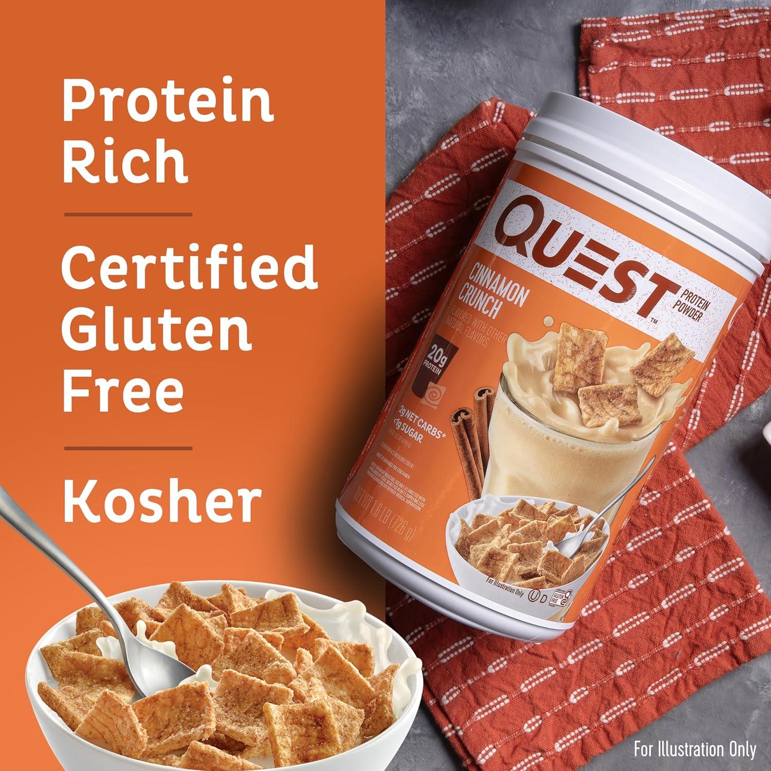 image:imageQuest Nutrition Cinnamon Crunch Protein Powder 20g Protein 2g Net Carb 1g Sugar Low Carb Gluten Free 16 Pound 24 ServingsCinnamon Crunch