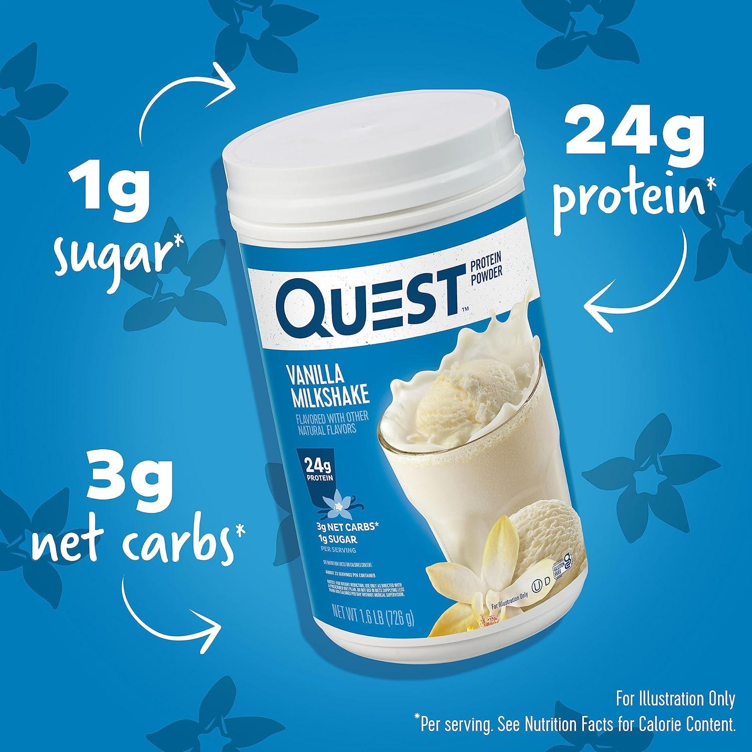 image:imageQuest Nutrition Cinnamon Crunch Protein Powder 20g Protein 2g Net Carb 1g Sugar Low Carb Gluten Free 16 Pound 24 ServingsVanilla Milkshake