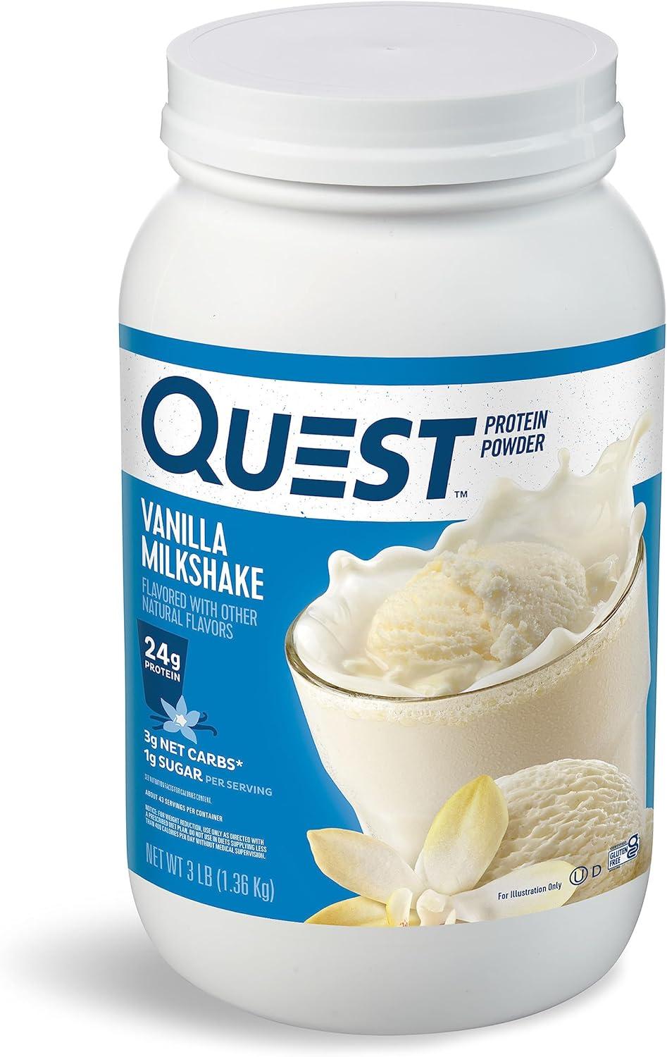 image:imageQuest Nutrition Cinnamon Crunch Protein Powder 20g Protein 2g Net Carb 1g Sugar Low Carb Gluten Free 16 Pound 24 ServingsVanilla Milkshake