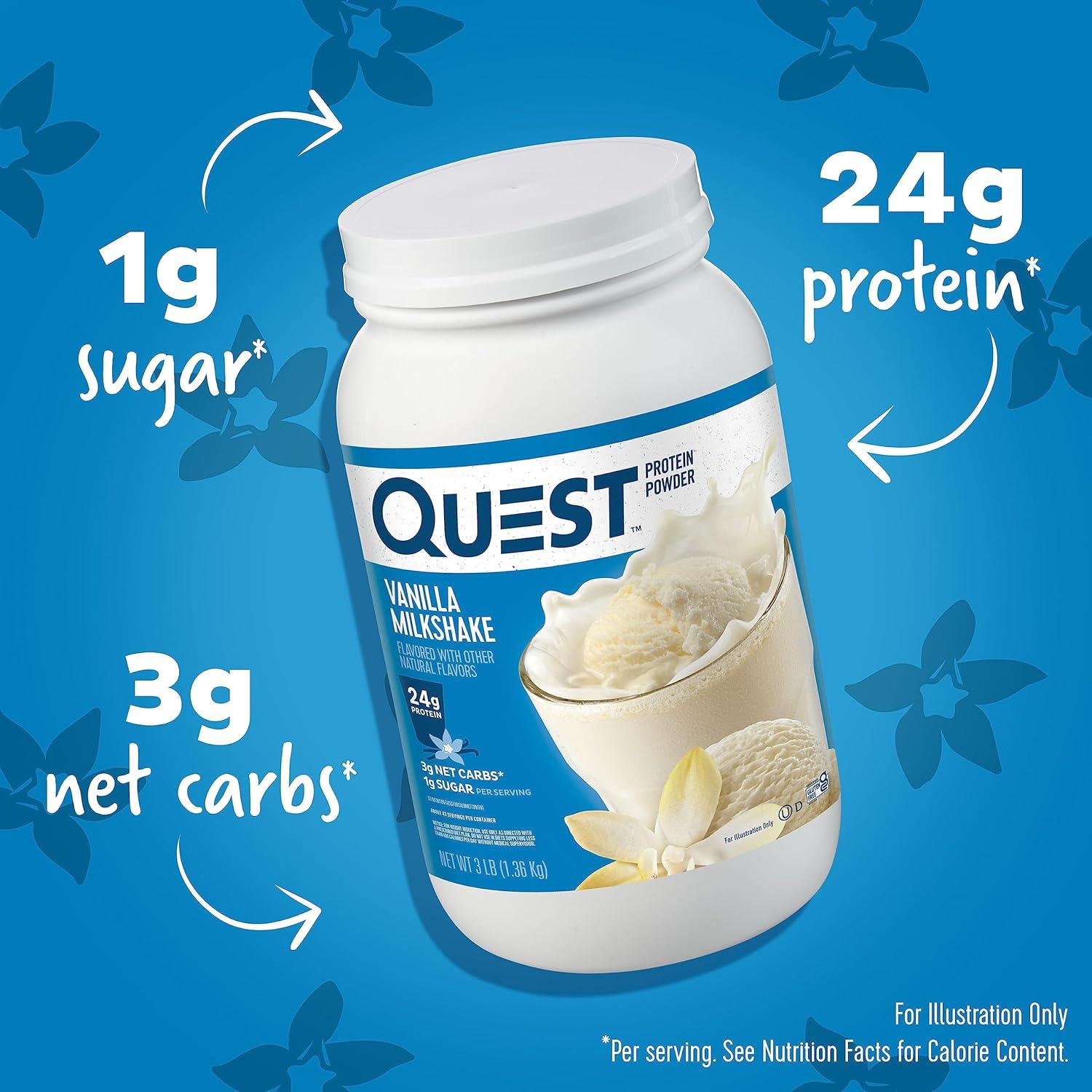 image:imageQuest Nutrition Cinnamon Crunch Protein Powder 20g Protein 2g Net Carb 1g Sugar Low Carb Gluten Free 16 Pound 24 ServingsVanilla Milkshake