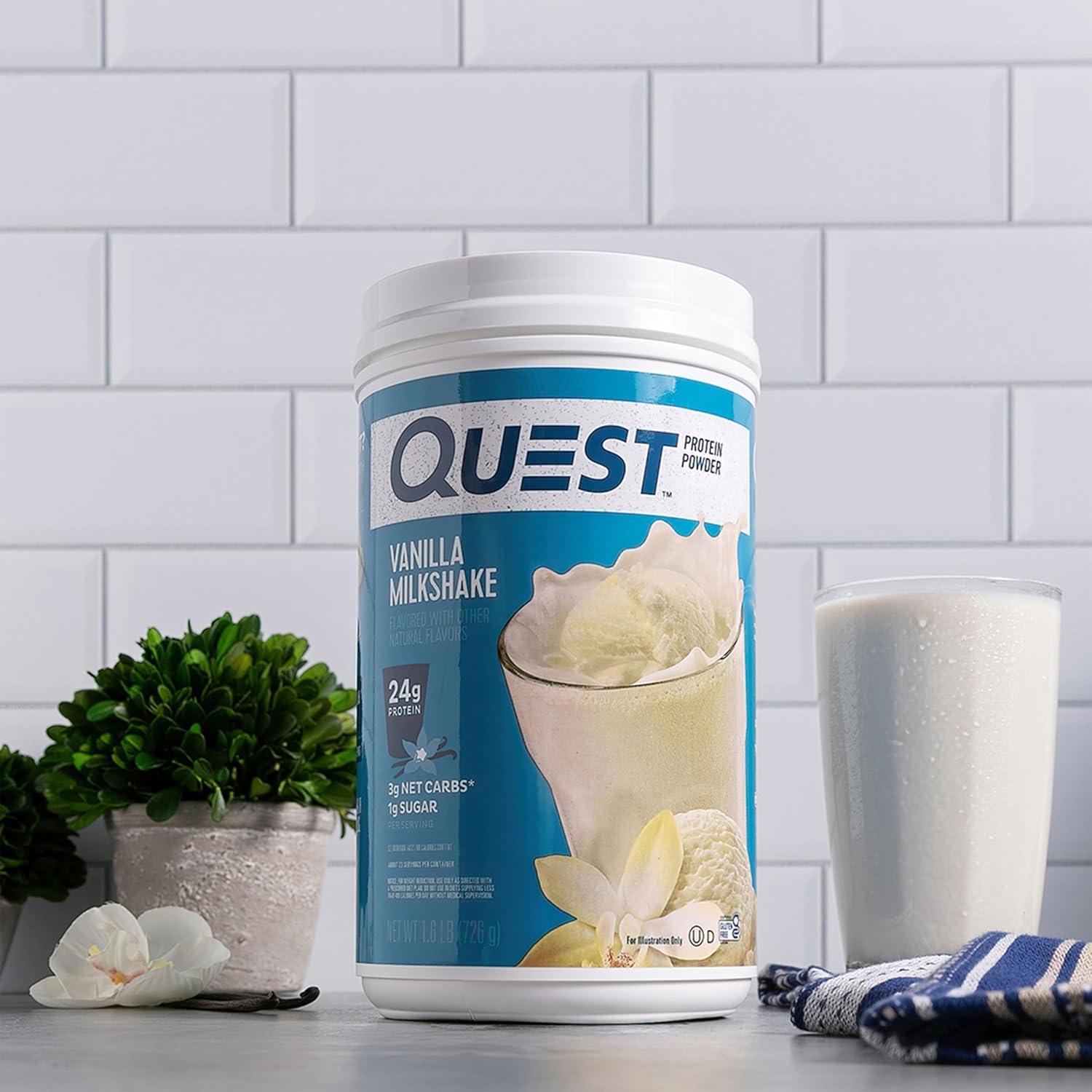image:imageQuest Nutrition Cinnamon Crunch Protein Powder 20g Protein 2g Net Carb 1g Sugar Low Carb Gluten Free 16 Pound 24 ServingsVanilla Milkshake