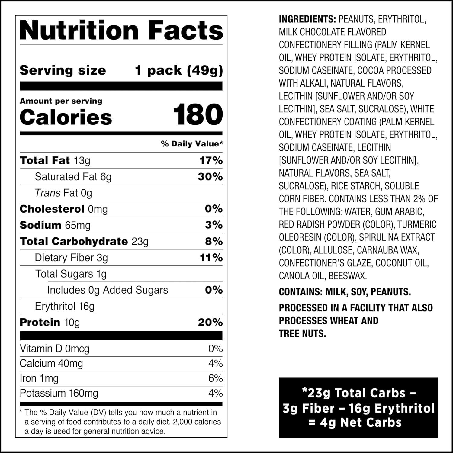 image:imageQuest Nutrition Coated Candies Peanut Butter 1g Sugar 10g Protein 4g Net Carbs Gluten Free Keto Friendly 12 CountChocolatey Peanut