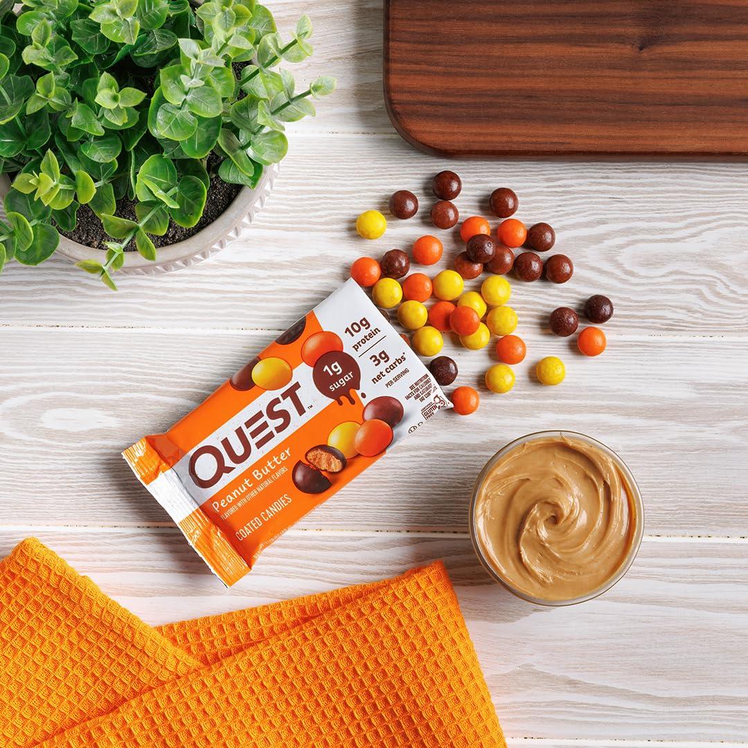 image:imageQuest Nutrition Coated Candies Peanut Butter 1g Sugar 10g Protein 4g Net Carbs Gluten Free Keto Friendly 12 CountPeanut Butter