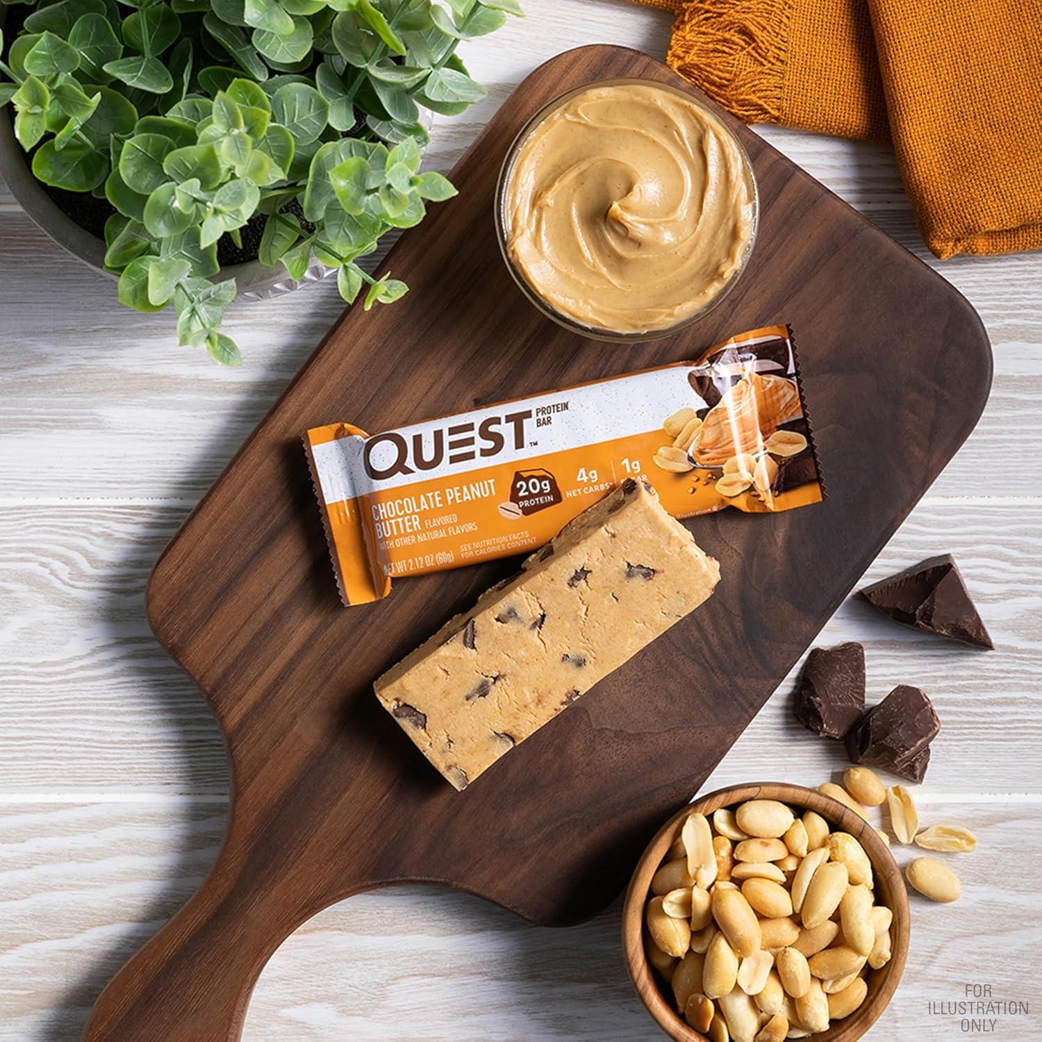image:imageQuest Nutrition Cookies amp Cream Protein Bars 21g Protein 4g Net Carbs 1g Sugar High Fiber Gluten Free Keto Friendly 4 CountChocolate Peanut Butter