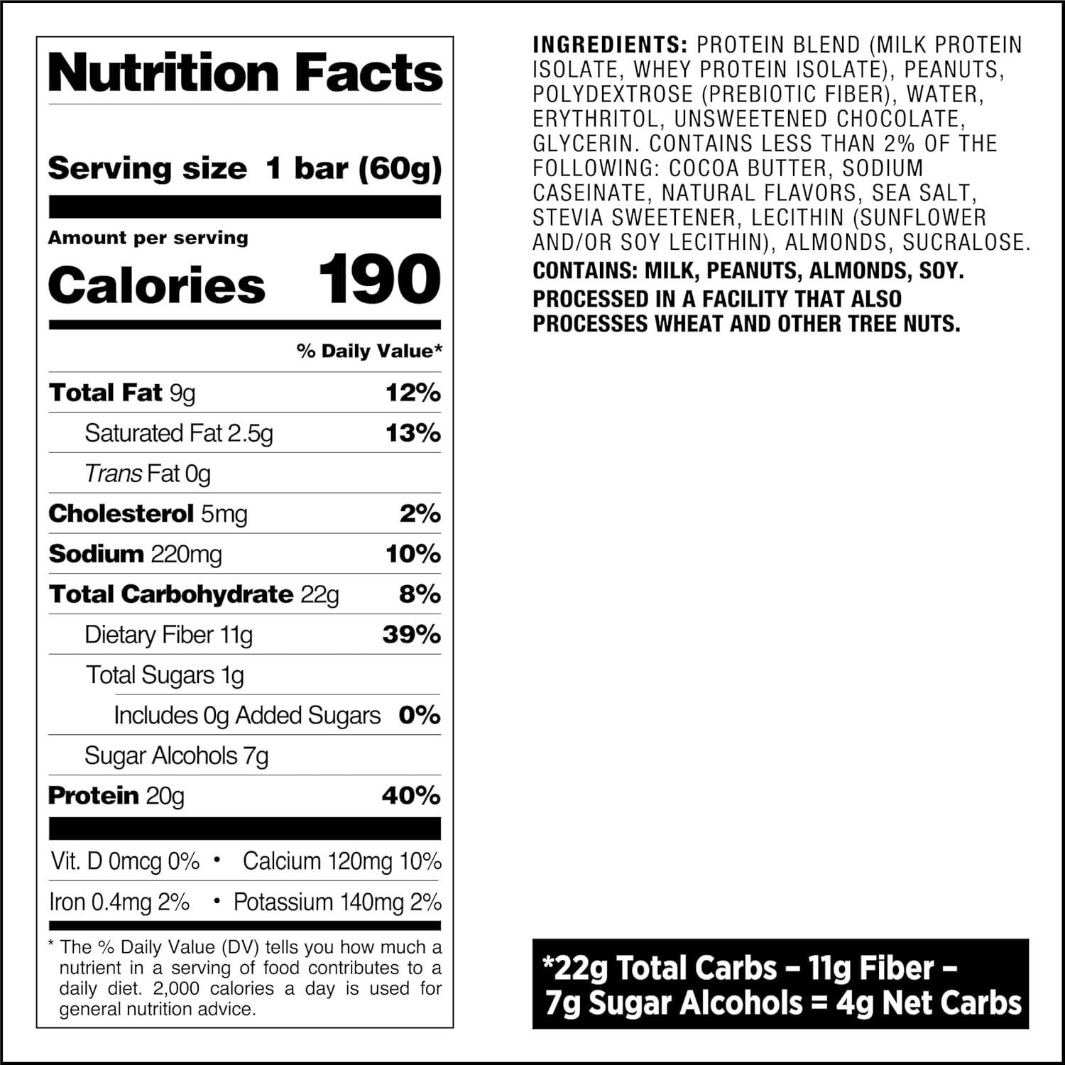 image:imageQuest Nutrition Cookies amp Cream Protein Bars 21g Protein 4g Net Carbs 1g Sugar High Fiber Gluten Free Keto Friendly 4 CountChocolate Peanut Butter