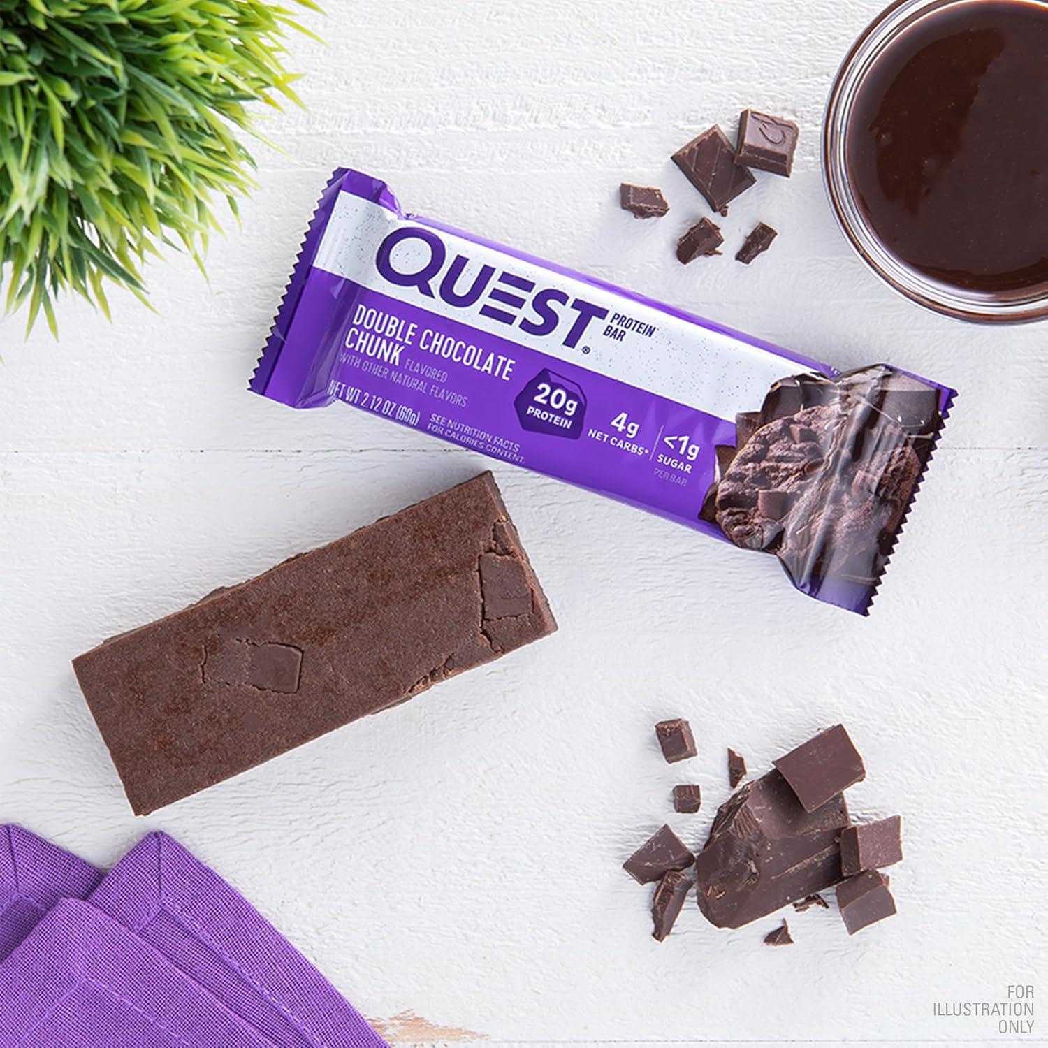 image:imageQuest Nutrition Cookies amp Cream Protein Bars 21g Protein 4g Net Carbs 1g Sugar High Fiber Gluten Free Keto Friendly 4 CountDouble Chocolate Chunk