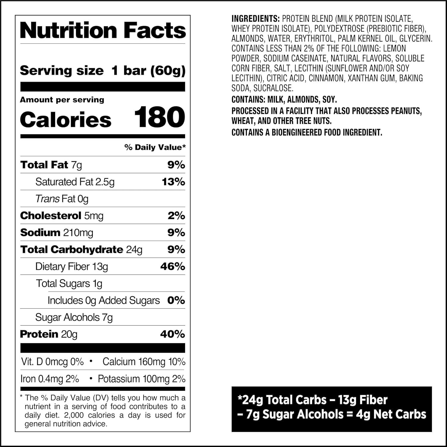 image:imageQuest Nutrition Cookies amp Cream Protein Bars 21g Protein 4g Net Carbs 1g Sugar High Fiber Gluten Free Keto Friendly 4 CountLemon Cake