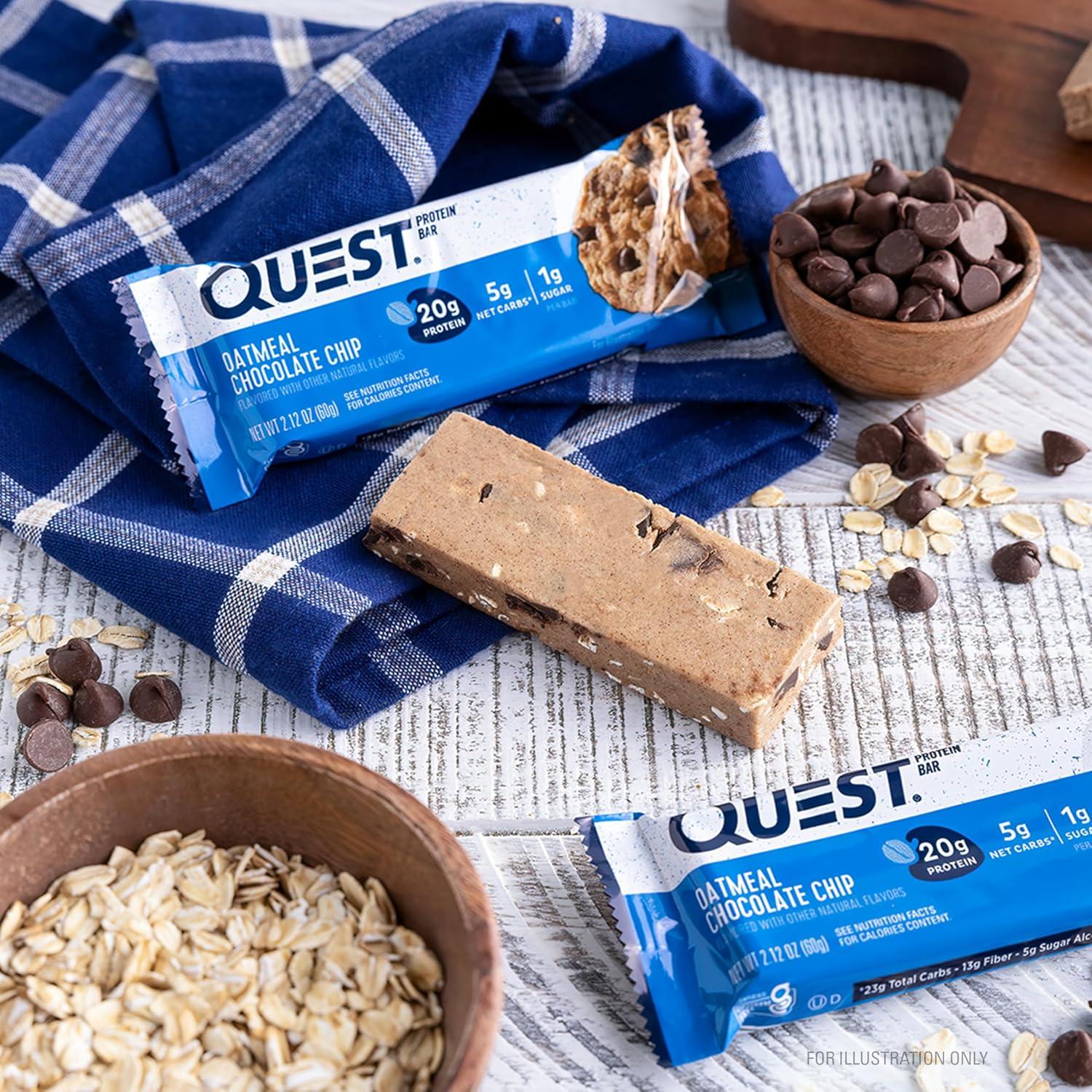image:imageQuest Nutrition Cookies amp Cream Protein Bars 21g Protein 4g Net Carbs 1g Sugar High Fiber Gluten Free Keto Friendly 4 CountOatmeal Chocolate Chip