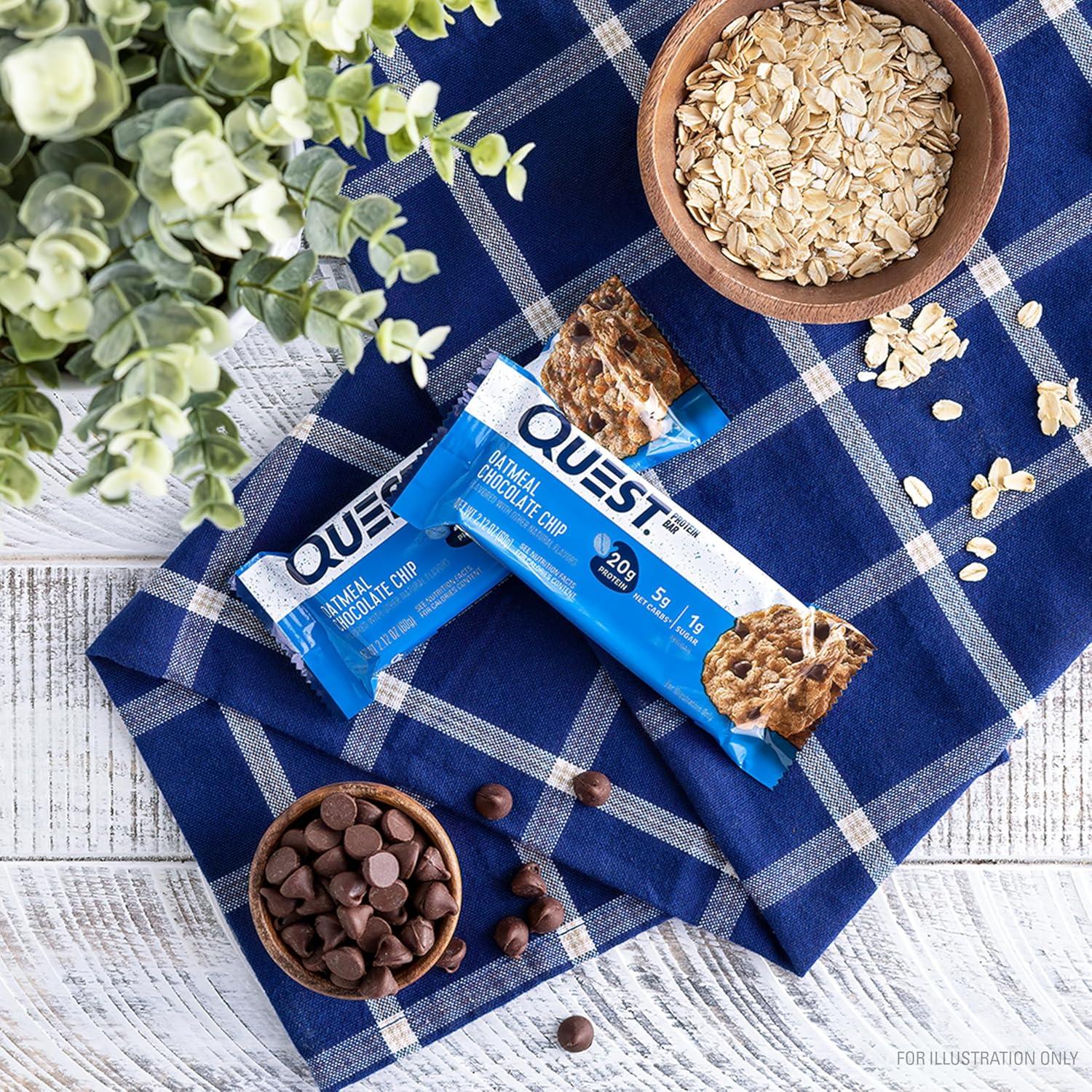 image:imageQuest Nutrition Cookies amp Cream Protein Bars 21g Protein 4g Net Carbs 1g Sugar High Fiber Gluten Free Keto Friendly 4 CountOatmeal Chocolate Chip