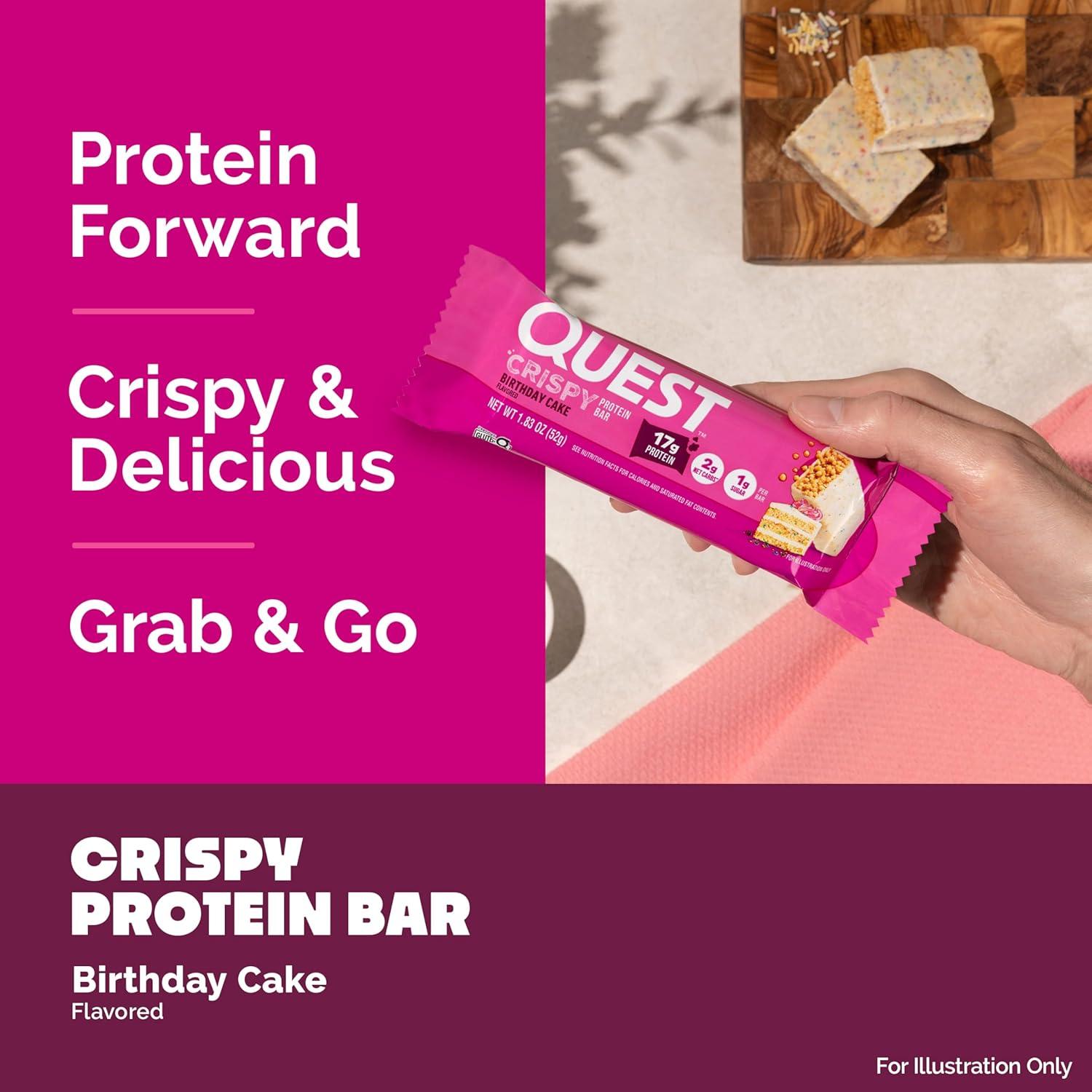image:imageQuest Nutrition Crispy Cookies amp Cream Hero Protein Bar 18g Protein 1g Sugar 3g Net Carb Gluten Free Protein Snack Keto Friendly 12 CountBirthday Cake