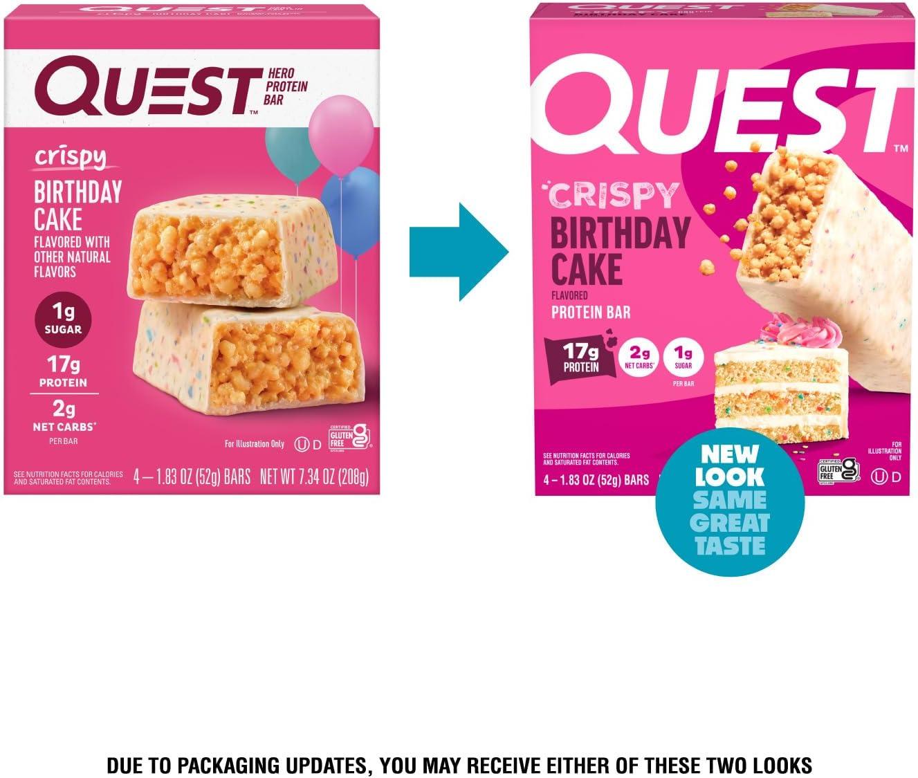 image:imageQuest Nutrition Crispy Cookies amp Cream Hero Protein Bar 18g Protein 1g Sugar 3g Net Carb Gluten Free Protein Snack Keto Friendly 12 CountBirthday Cake