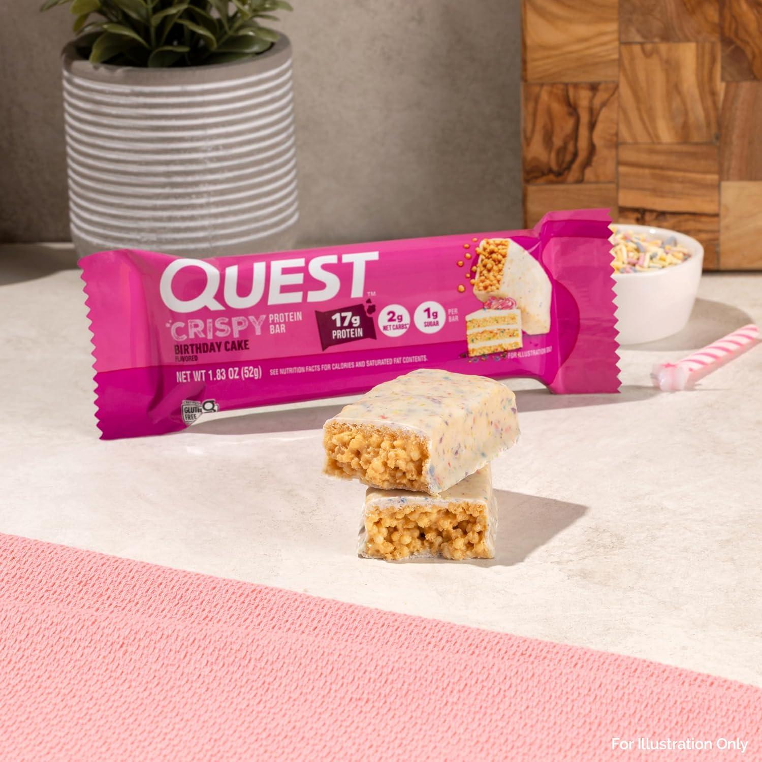 image:imageQuest Nutrition Crispy Cookies amp Cream Hero Protein Bar 18g Protein 1g Sugar 3g Net Carb Gluten Free Protein Snack Keto Friendly 12 CountBirthday Cake