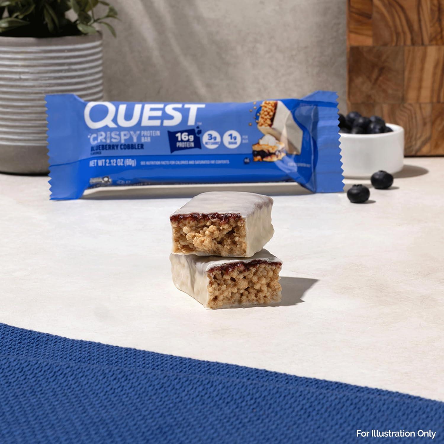 image:imageQuest Nutrition Crispy Cookies amp Cream Hero Protein Bar 18g Protein 1g Sugar 3g Net Carb Gluten Free Protein Snack Keto Friendly 12 CountBlueberry Cobbler