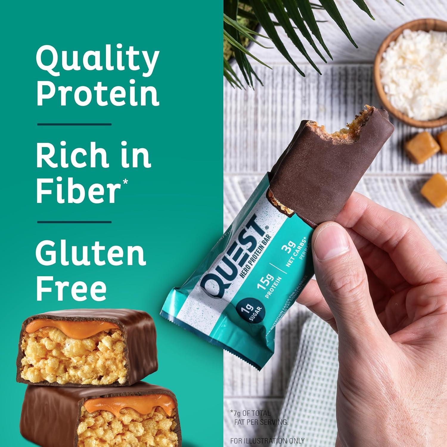 image:imageQuest Nutrition Crispy Cookies amp Cream Hero Protein Bar 18g Protein 1g Sugar 3g Net Carb Gluten Free Protein Snack Keto Friendly 12 CountChocolate Coconut