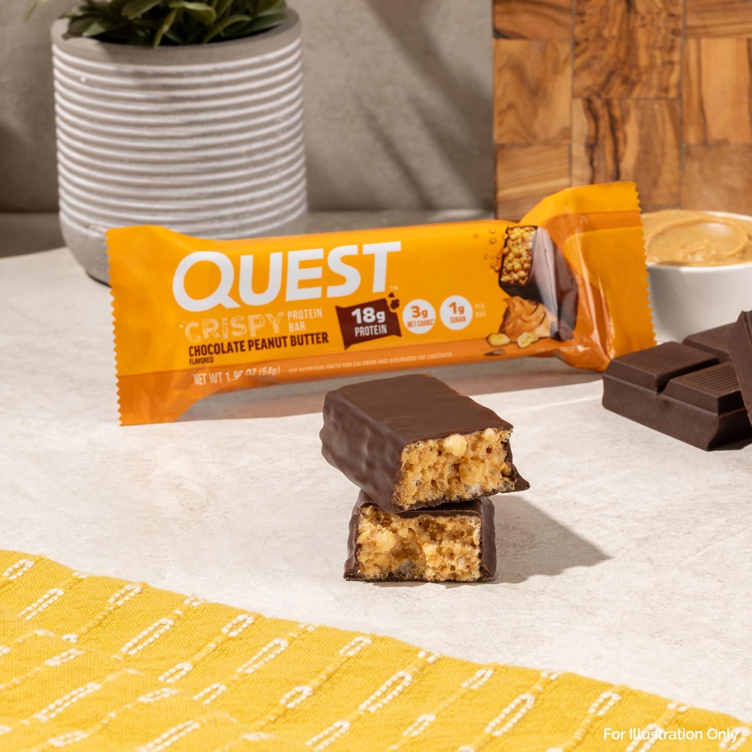 image:imageQuest Nutrition Crispy Cookies amp Cream Hero Protein Bar 18g Protein 1g Sugar 3g Net Carb Gluten Free Protein Snack Keto Friendly 12 CountChocolate Peanut Butter