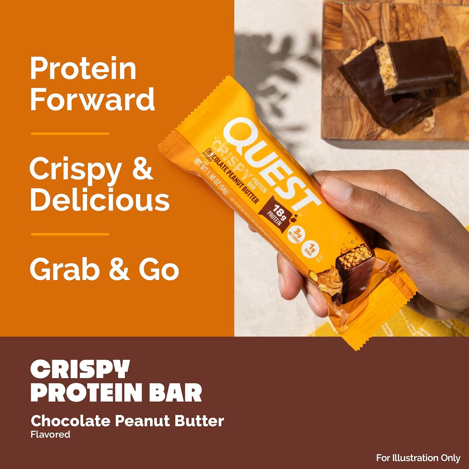 image:imageQuest Nutrition Crispy Cookies amp Cream Hero Protein Bar 18g Protein 1g Sugar 3g Net Carb Gluten Free Protein Snack Keto Friendly 12 CountChocolate Peanut Butter