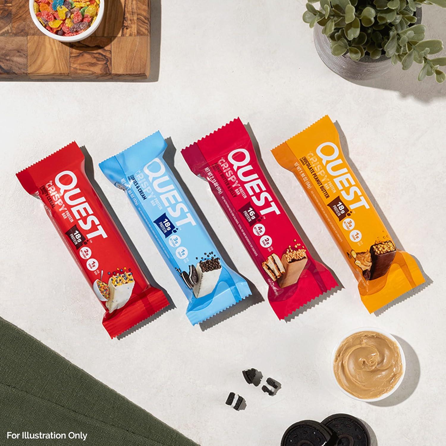 image:imageQuest Nutrition Crispy Cookies amp Cream Hero Protein Bar 18g Protein 1g Sugar 3g Net Carb Gluten Free Protein Snack Keto Friendly 12 CountFruity Cereal