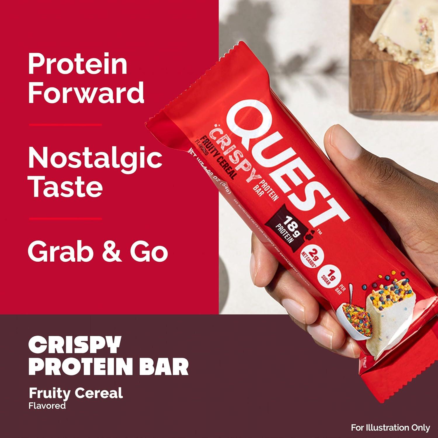 image:imageQuest Nutrition Crispy Cookies amp Cream Hero Protein Bar 18g Protein 1g Sugar 3g Net Carb Gluten Free Protein Snack Keto Friendly 12 CountFruity Cereal