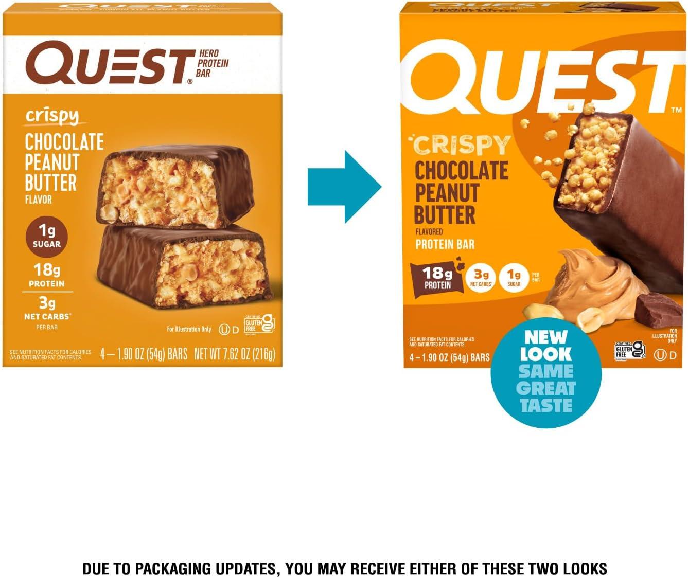 image:imageQuest Nutrition Crispy Cookies amp Cream Hero Protein Bar 18g Protein 1g Sugar 3g Net Carb Gluten Free Protein Snack Keto Friendly 12 CountPeanut Butter