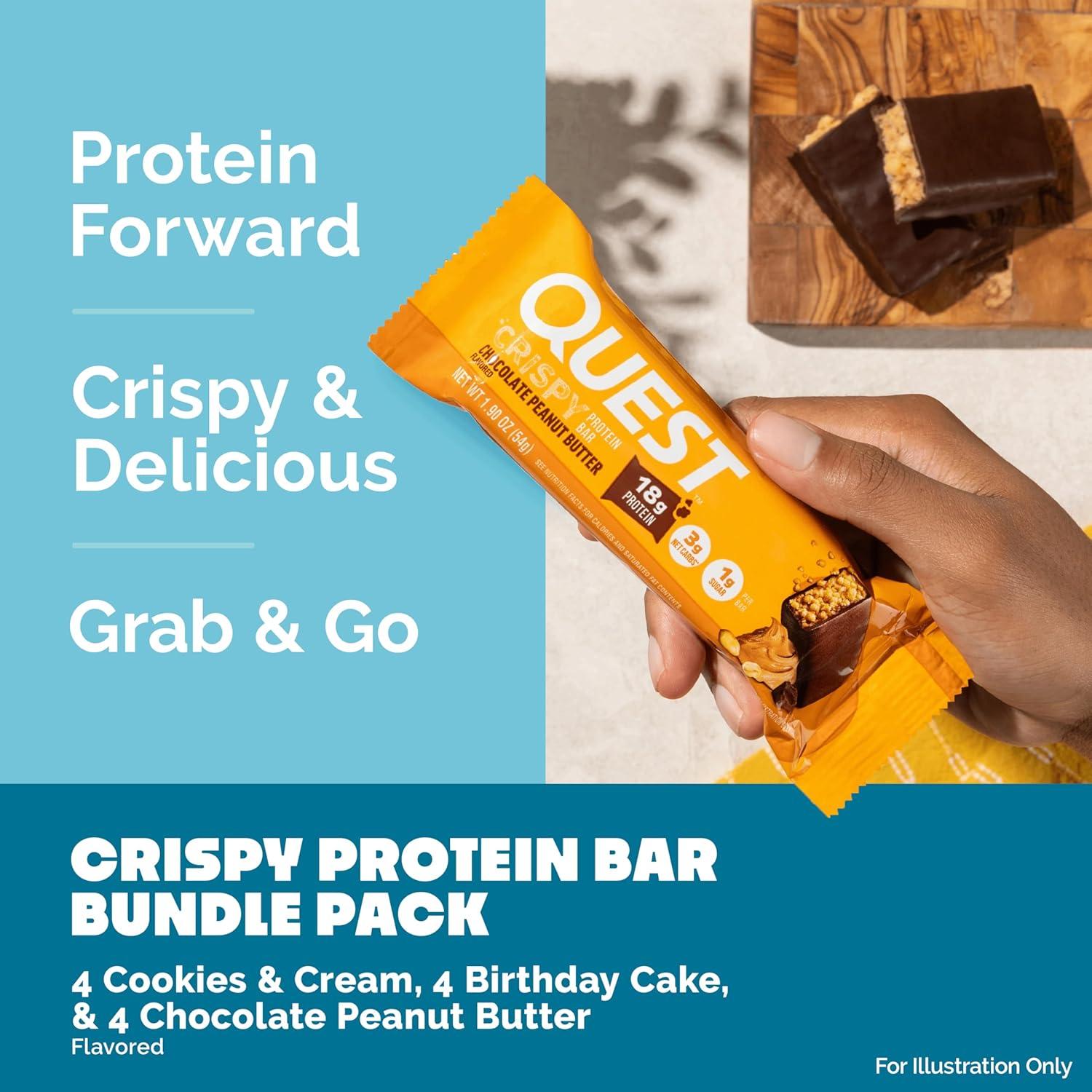 image:imageQuest Nutrition Crispy Cookies amp Cream Hero Protein Bar 18g Protein 1g Sugar 3g Net Carb Gluten Free Protein Snack Keto Friendly 12 CountVariety Pack