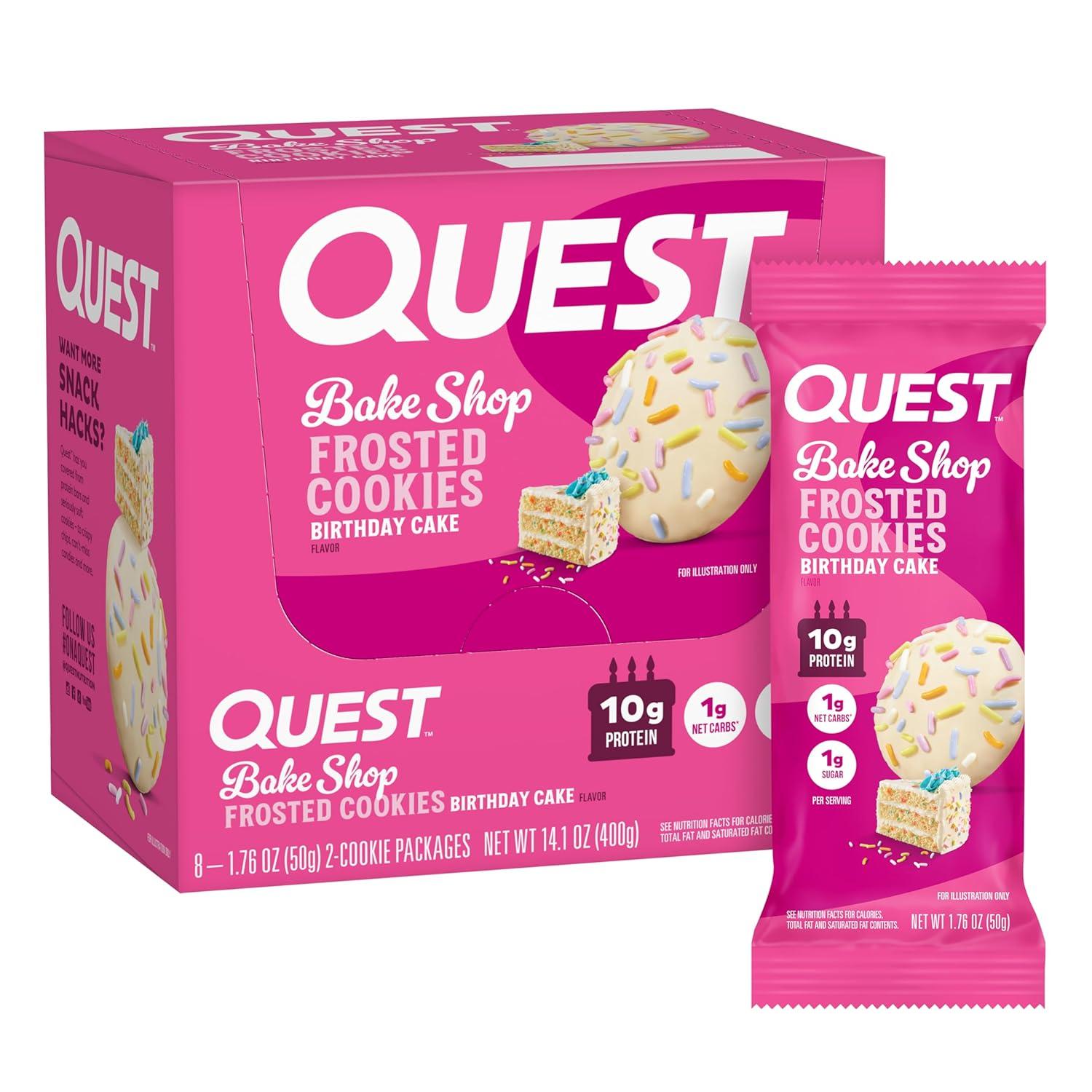 image:imageQuest Nutrition Frosted Protein Cookies Twin Pack Lemon Cake 1g Sugar 10g Protein 2g Net Carbs Gluten Free 16 CookiesBirthday Cake