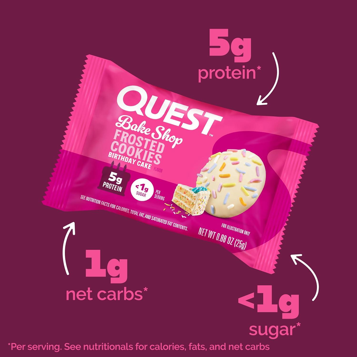 image:imageQuest Nutrition Frosted Protein Cookies Twin Pack Lemon Cake 1g Sugar 10g Protein 2g Net Carbs Gluten Free 16 CookiesBirthday Cake