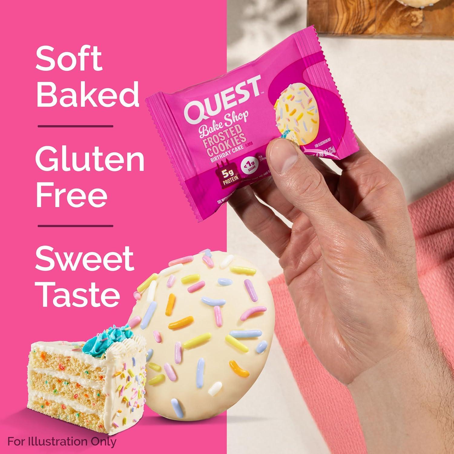 image:imageQuest Nutrition Frosted Protein Cookies Twin Pack Lemon Cake 1g Sugar 10g Protein 2g Net Carbs Gluten Free 16 CookiesBirthday Cake